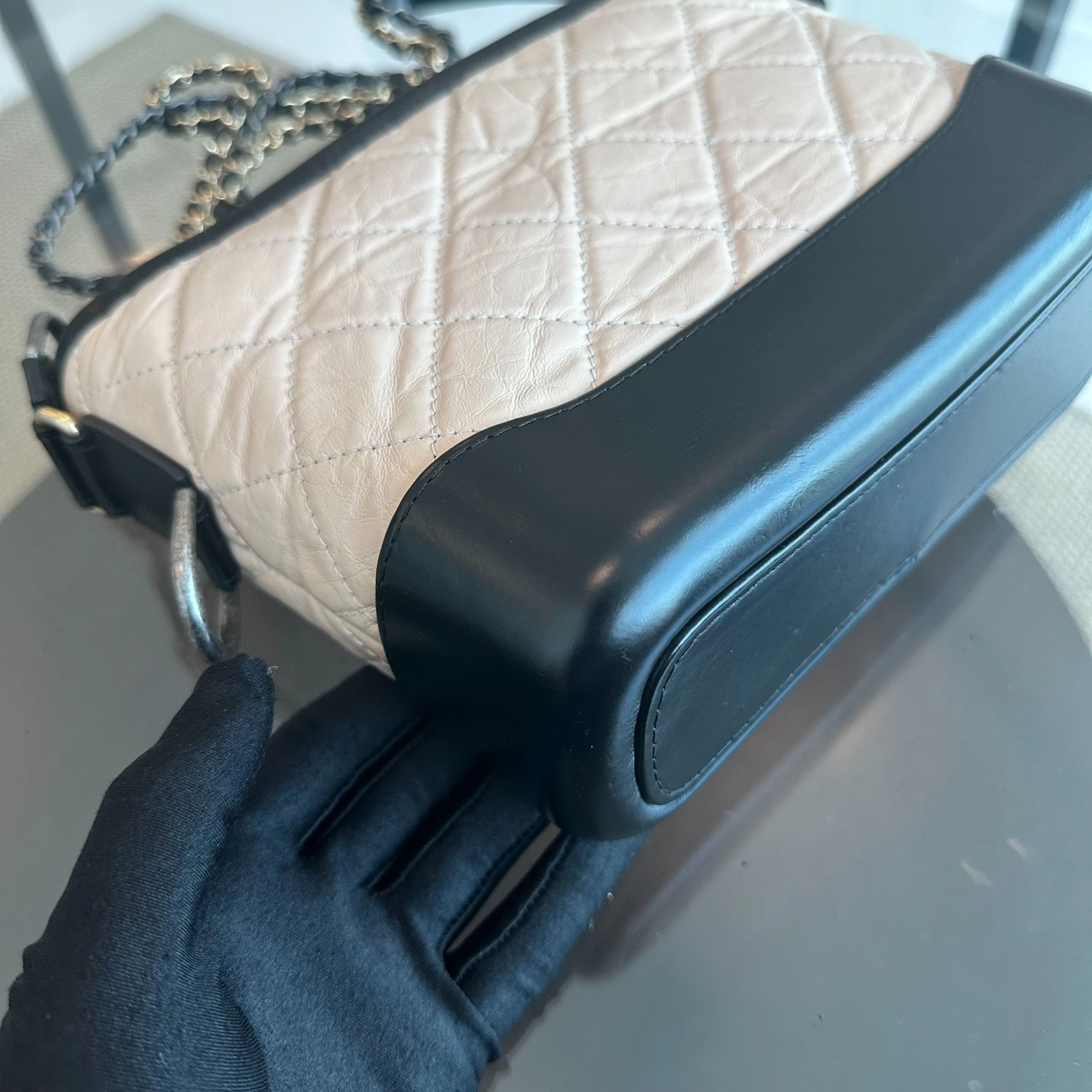 Chanel Gabrielle Small Hobo Quilted Calfskin Beige Black No 24 - Best Luxury Designers