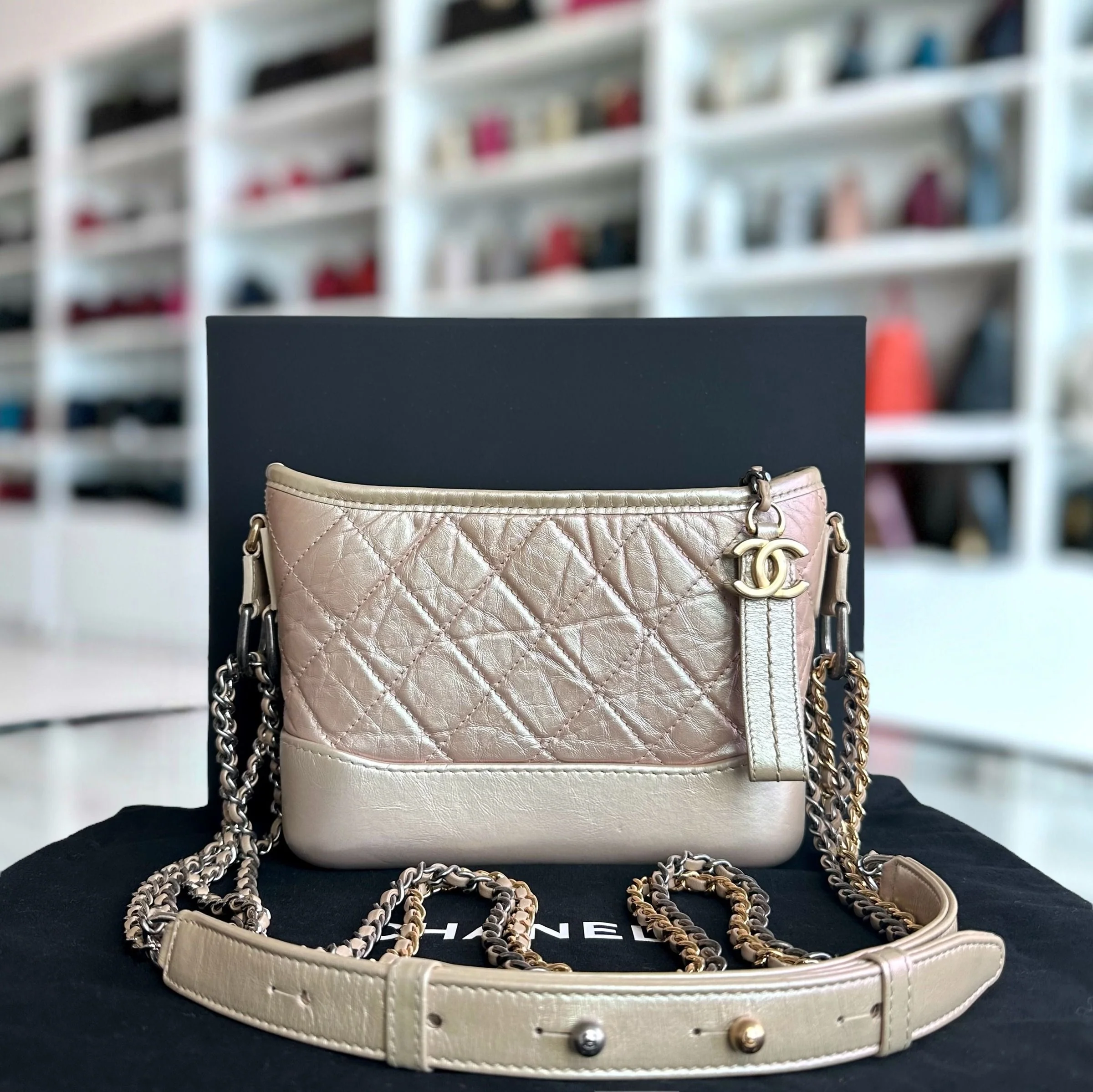 Chanel Gabrielle Small Hobo Quilted Calfskin Iridescent Pink GHW No 27 - Best Luxury Designers