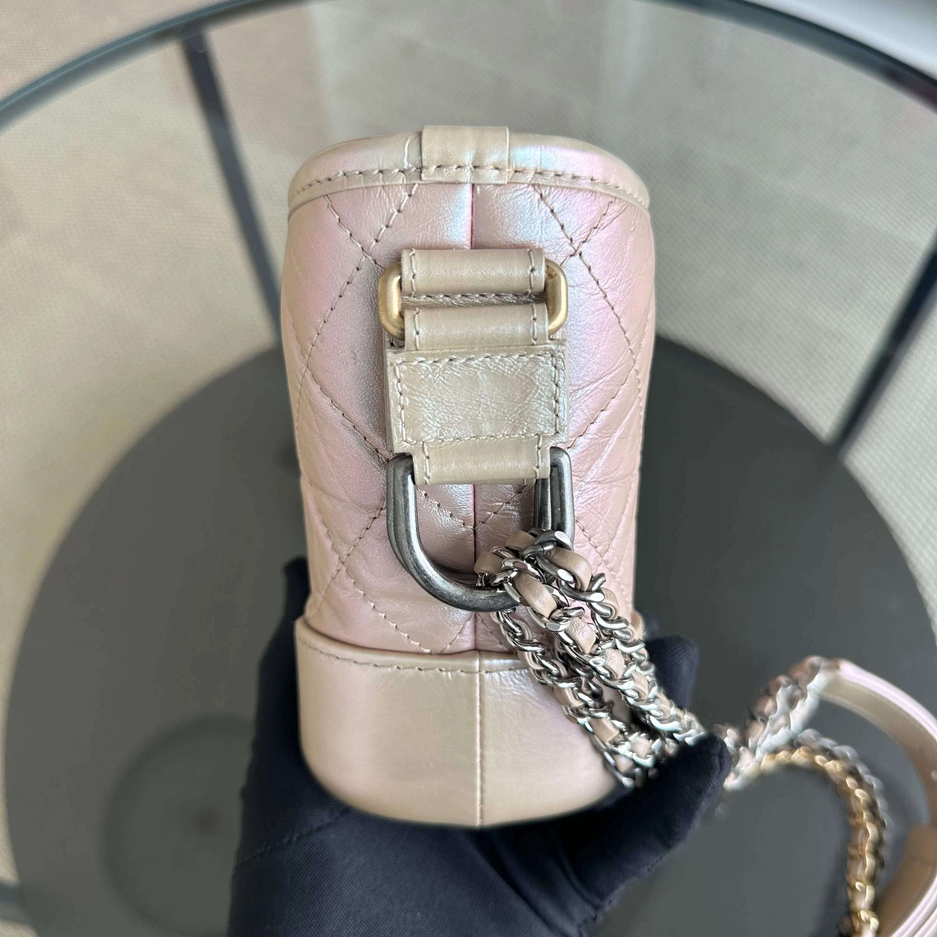 Chanel Gabrielle Small Hobo Quilted Calfskin Iridescent Pink GHW No 27 - Best Luxury Designers