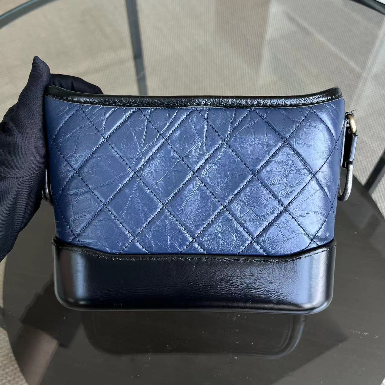 Chanel Gabrielle Small Quilted Calfskin Dark Navy Blue Two Tone Hardware Series 25 - Best Luxury Designers