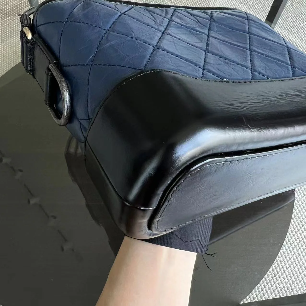 Chanel Gabrielle Small Quilted Calfskin Dark Navy Blue Two Tone Hardware Series 25 - Best Luxury Designers