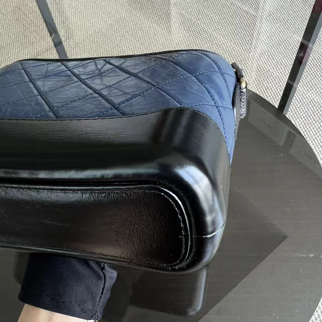 Chanel Gabrielle Small Quilted Calfskin Dark Navy Blue Two Tone Hardware Series 25 - Best Luxury Designers