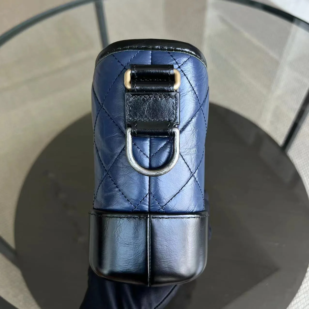 Chanel Gabrielle Small Quilted Calfskin Dark Navy Blue Two Tone Hardware Series 25 - Best Luxury Designers