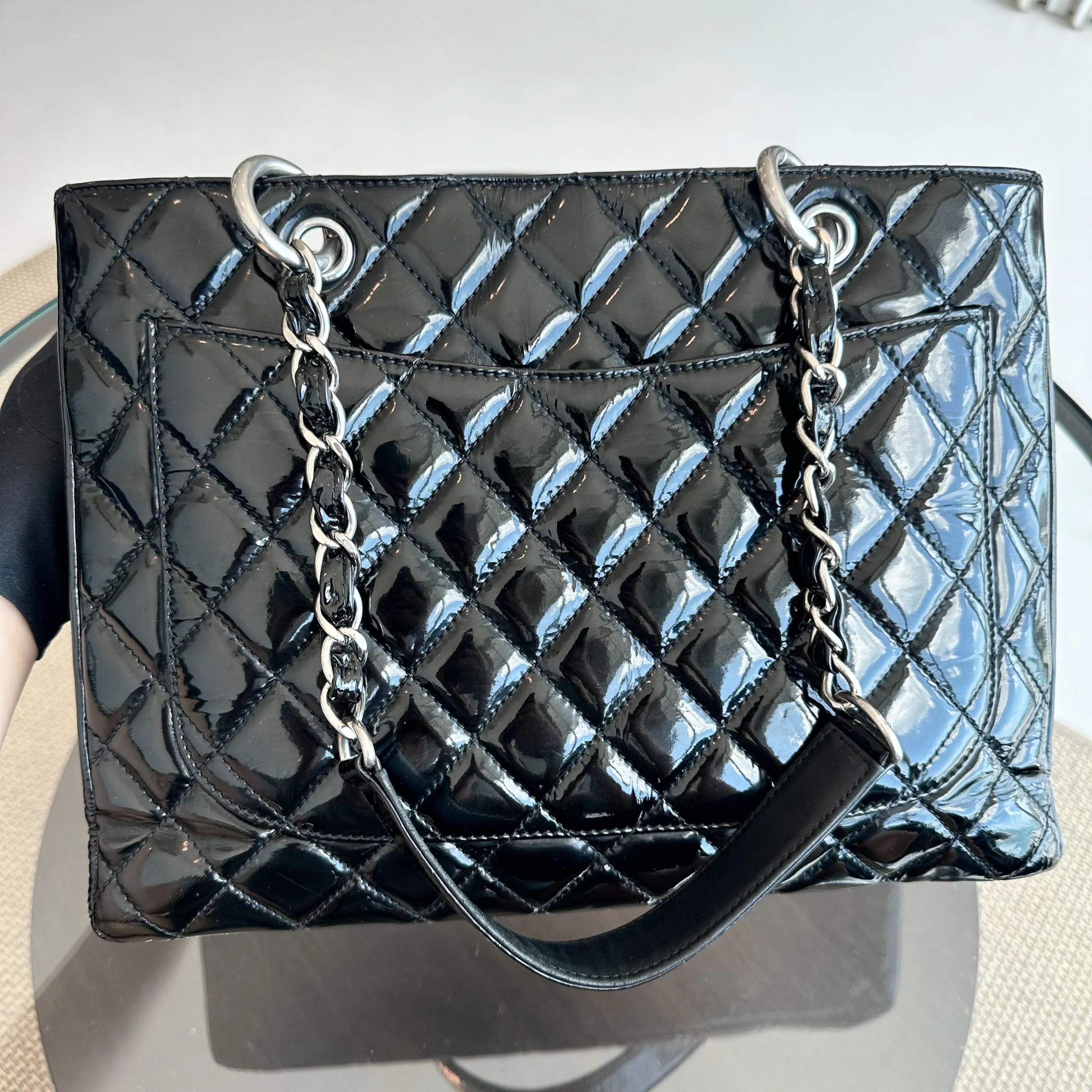 Chanel GST Grand Shopping Tote Patent Leather Quilted Black SHW No 12 - Best Luxury Designers