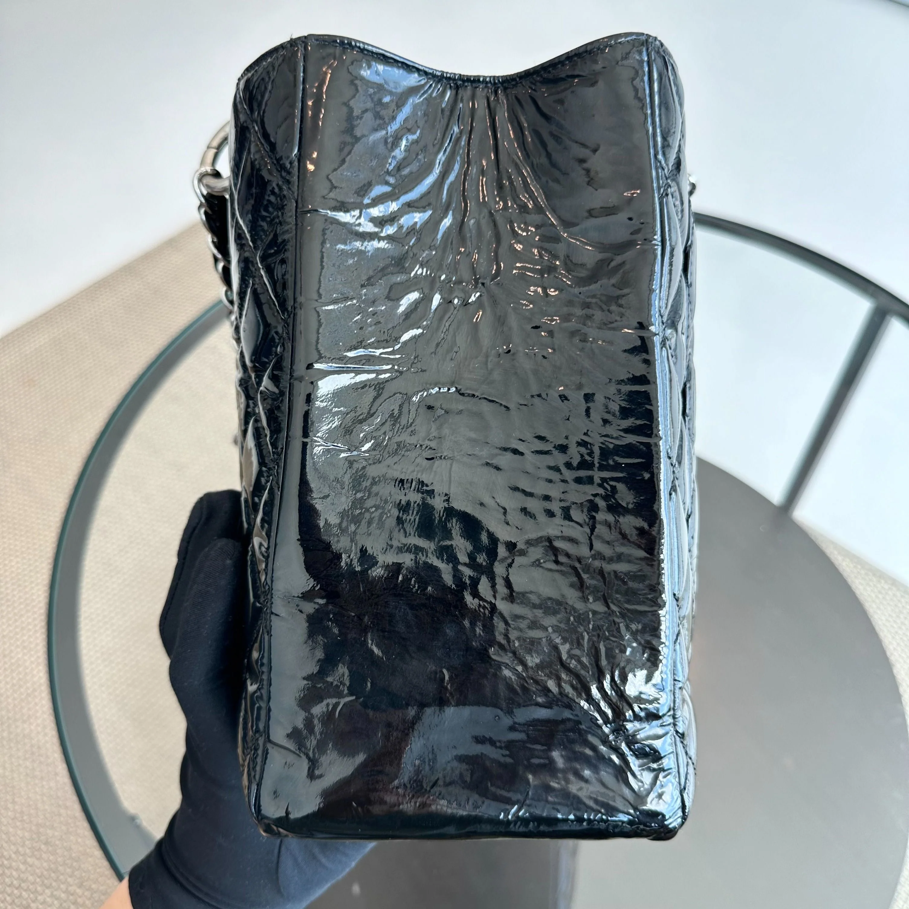 Chanel GST Grand Shopping Tote Patent Leather Quilted Black SHW No 12 - Best Luxury Designers