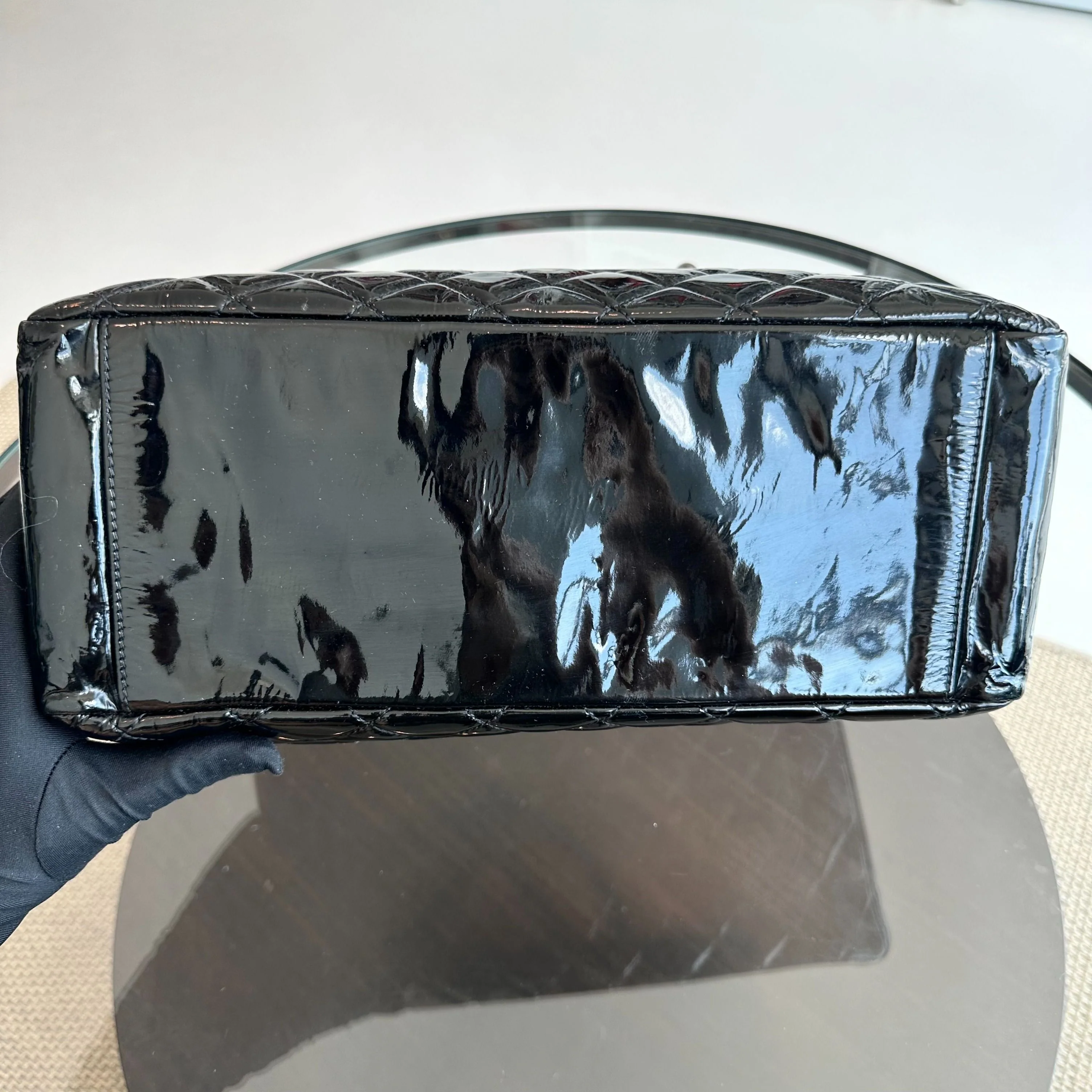 Chanel GST Grand Shopping Tote Patent Leather Quilted Black SHW No 12 - Best Luxury Designers