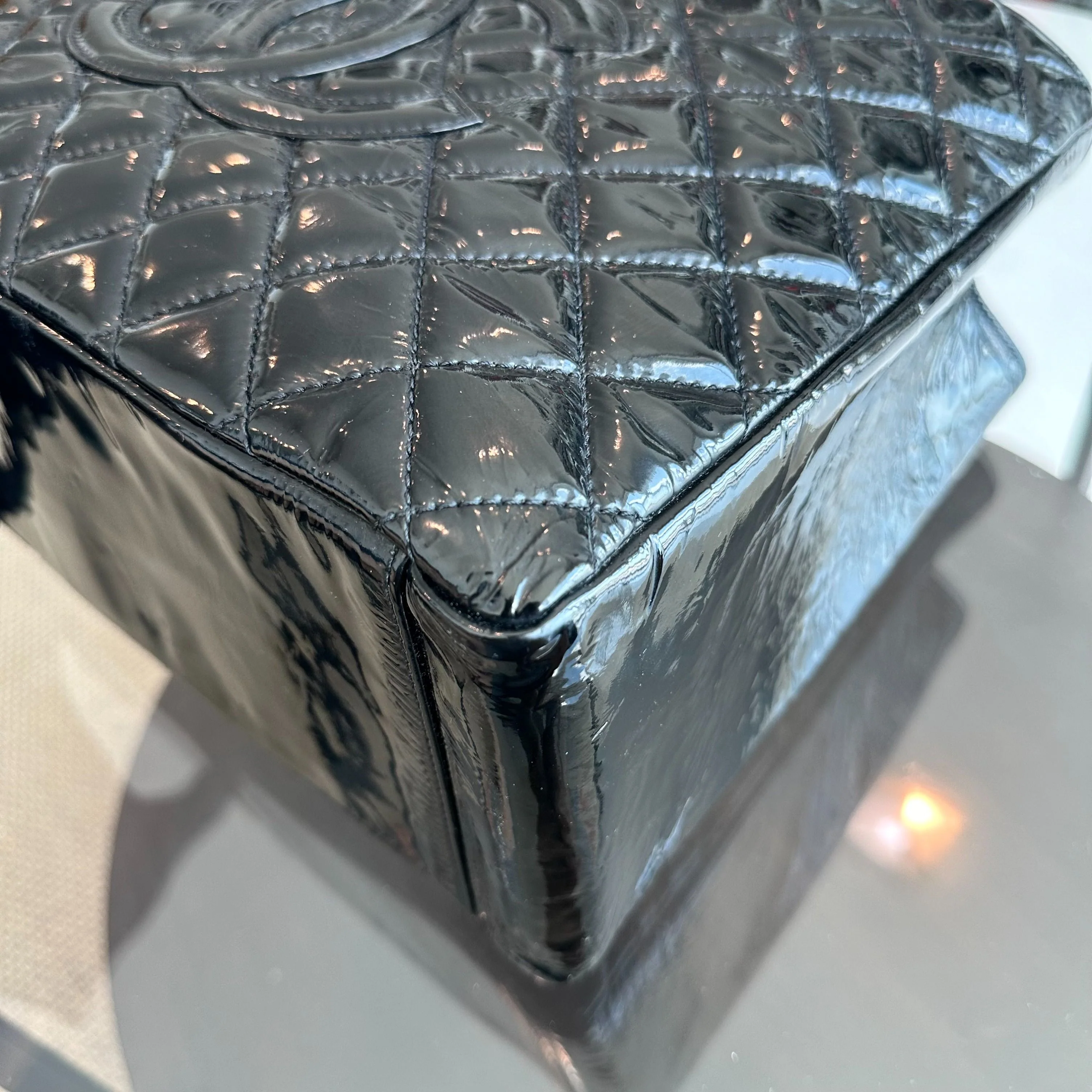 Chanel GST Grand Shopping Tote Patent Leather Quilted Black SHW No 12 - Best Luxury Designers