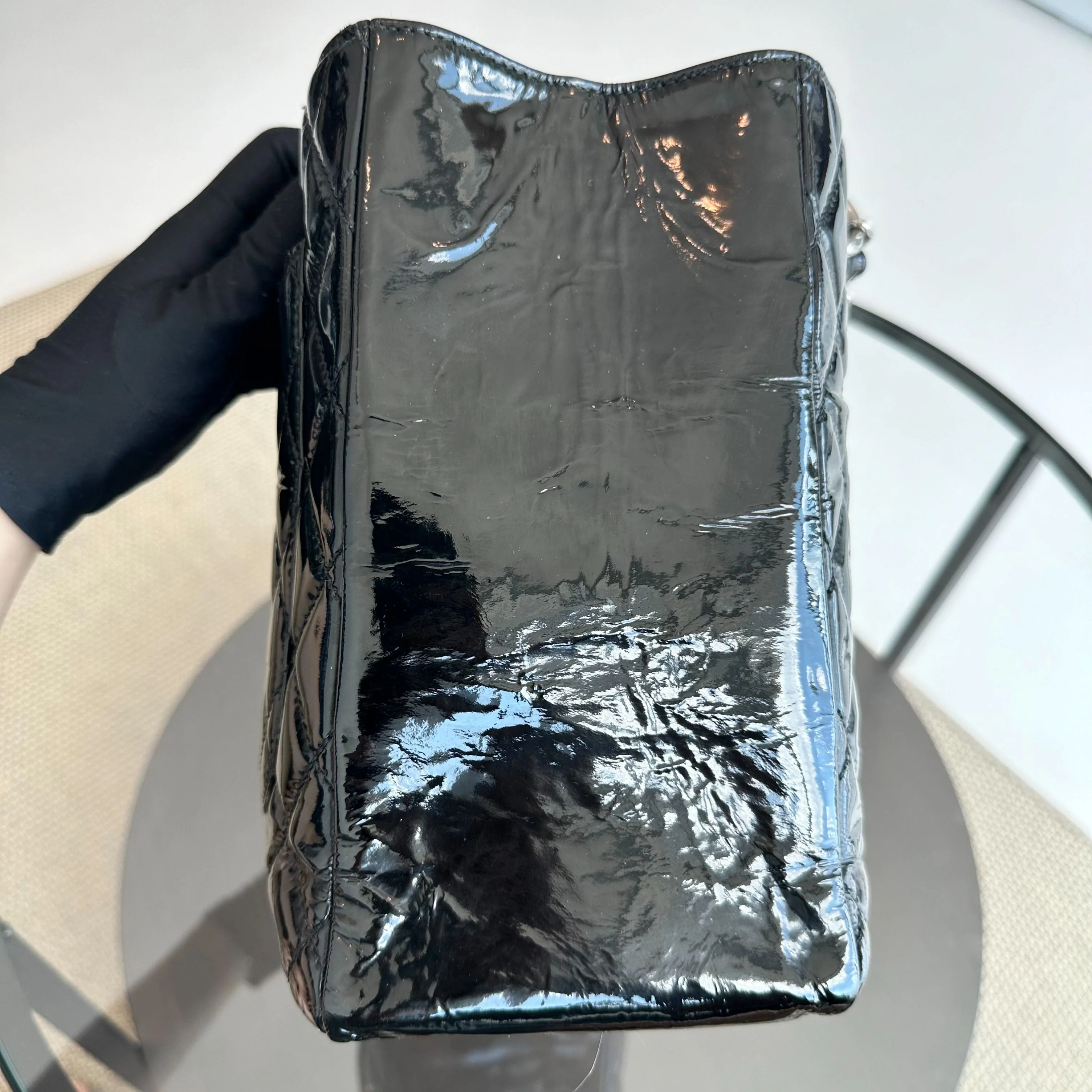 Chanel GST Grand Shopping Tote Patent Leather Quilted Black SHW No 12 - Best Luxury Designers