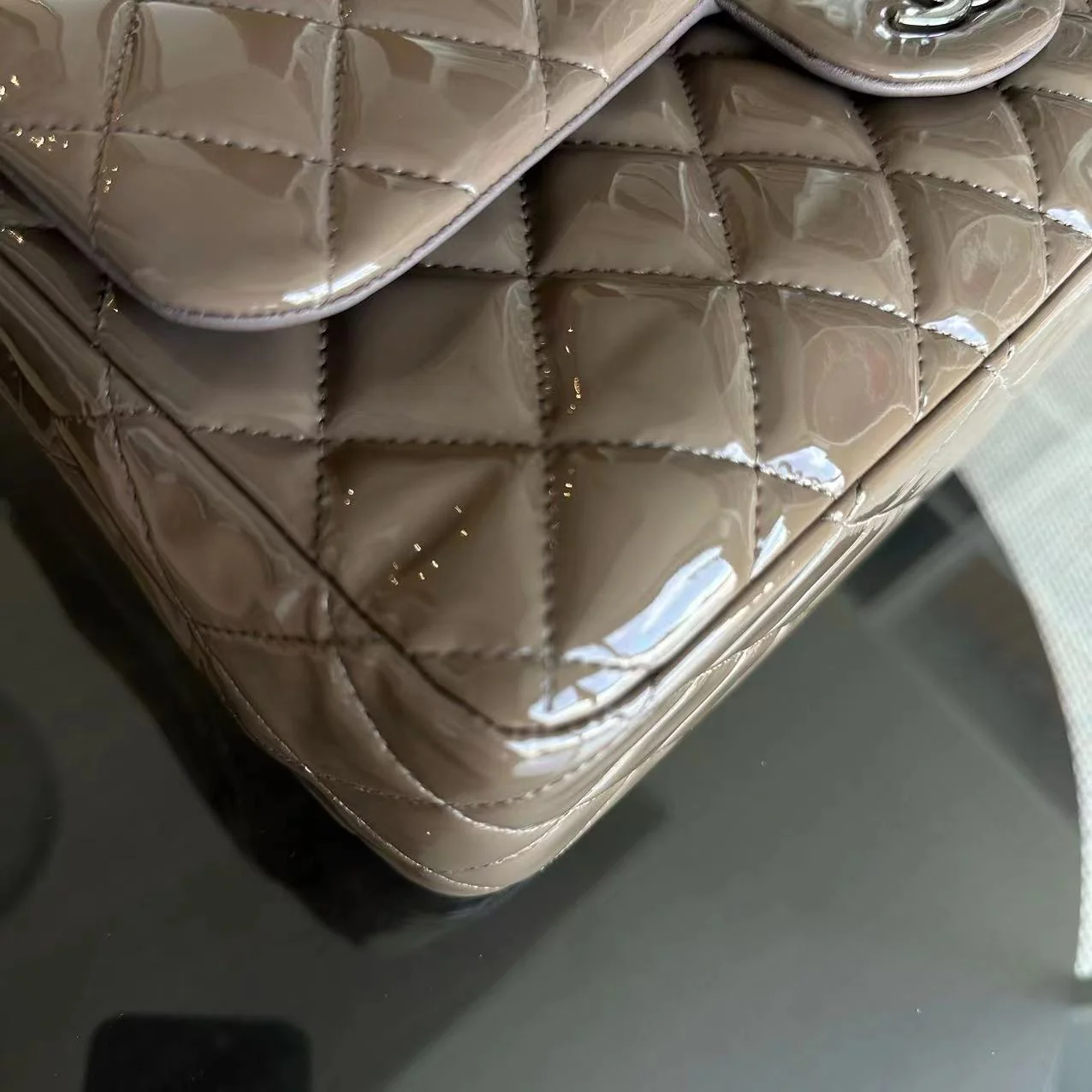 Chanel Jumbo Classic Flap Quilted Patent Calfskin Leather Brown SHW No 15 - Best Luxury Designers