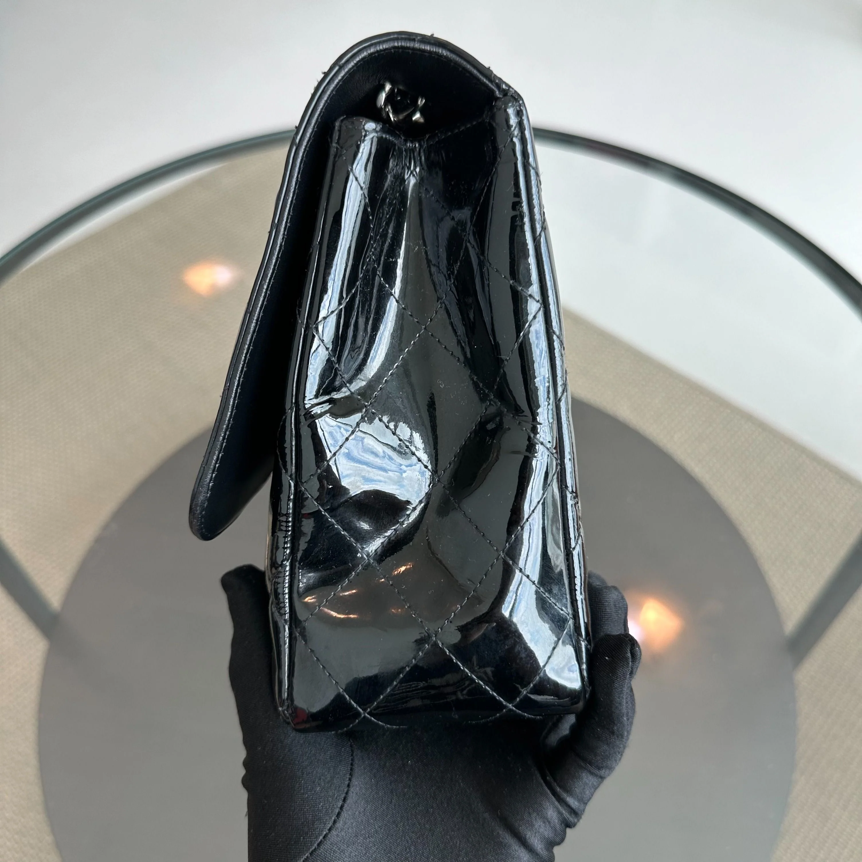 Chanel Jumbo Classic Flap Single Flap Patent Leather Black SHW No 13 - Best Luxury Designers