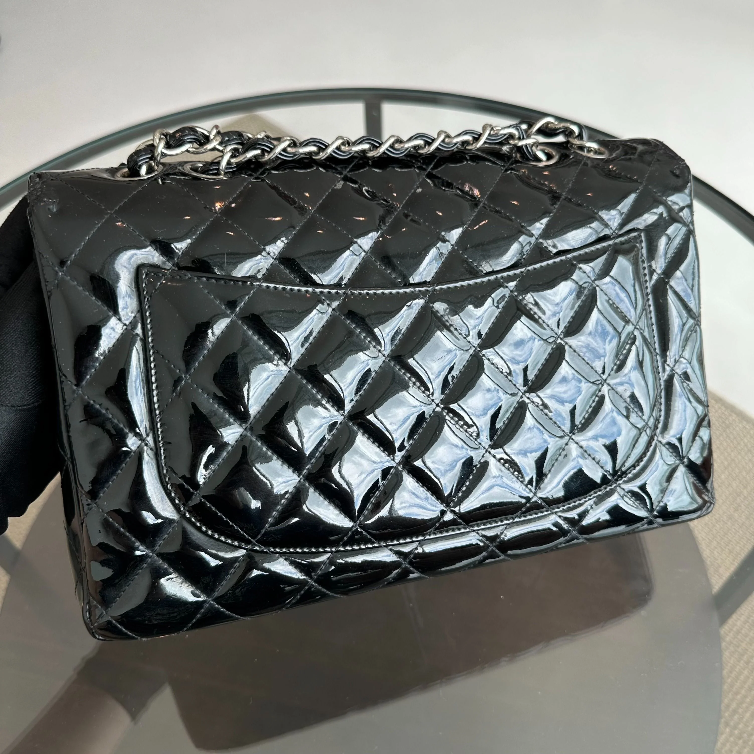 Chanel Jumbo Classic Flap Single Flap Patent Leather Black SHW No 13 - Best Luxury Designers