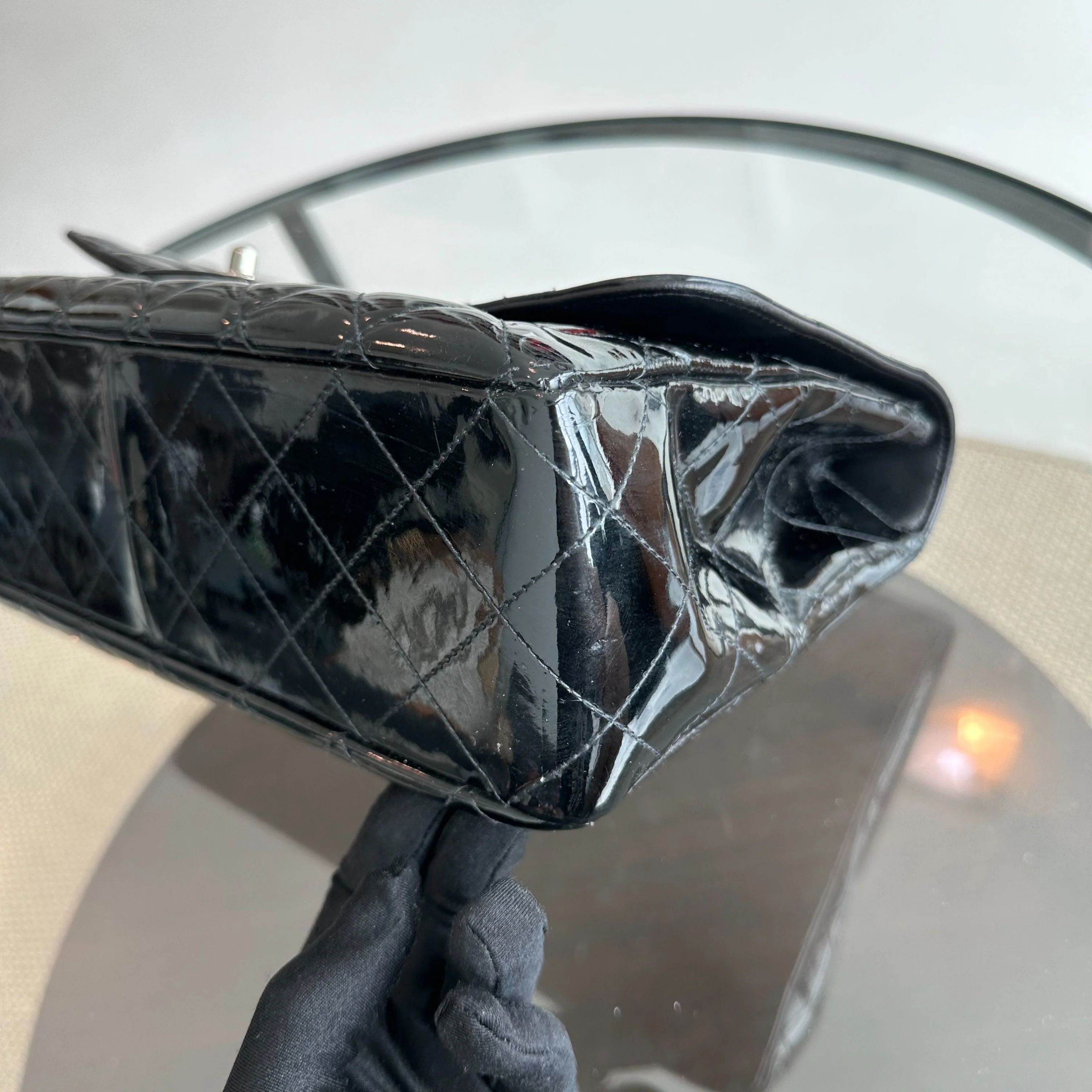 Chanel Jumbo Classic Flap Single Flap Patent Leather Black SHW No 13 - Best Luxury Designers