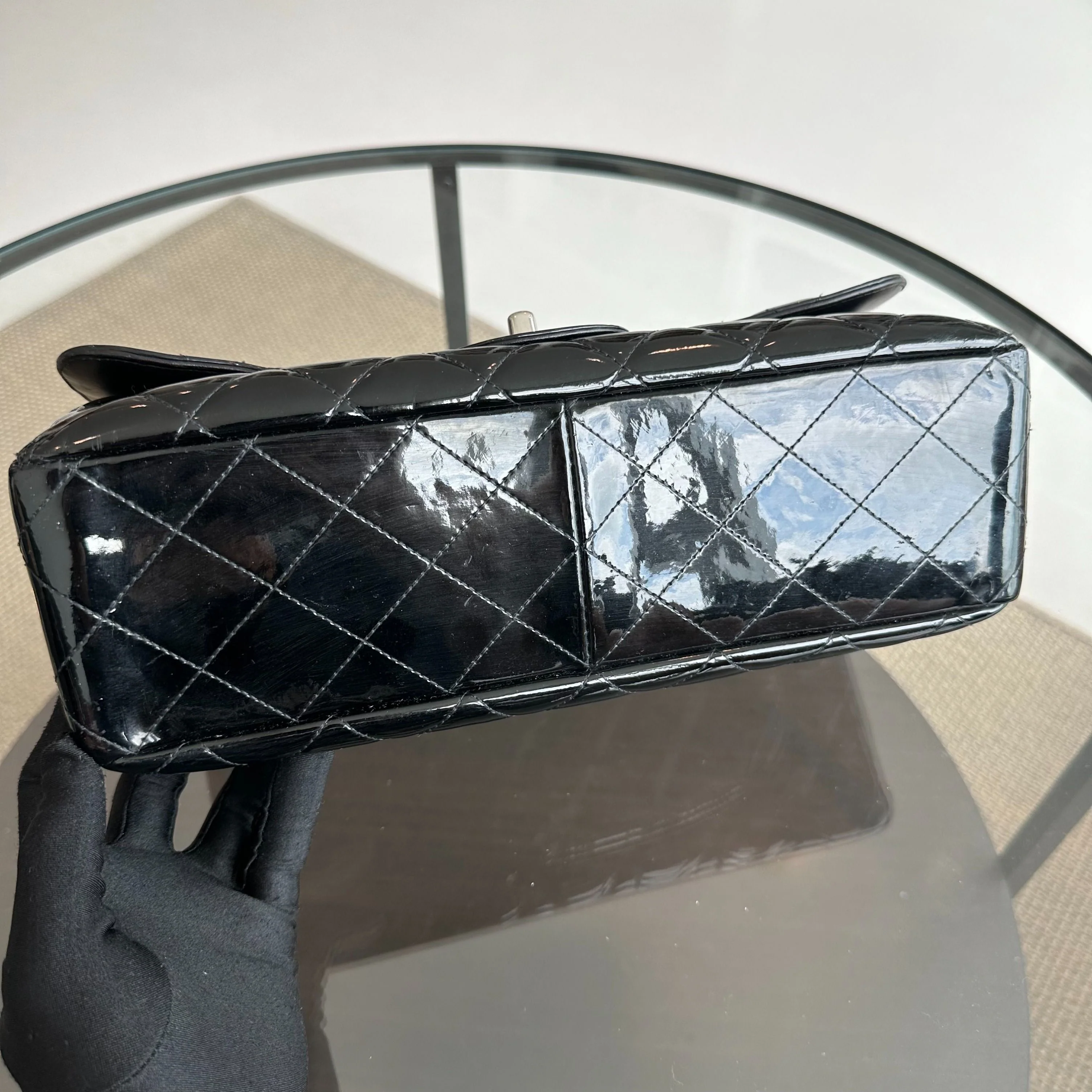 Chanel Jumbo Classic Flap Single Flap Patent Leather Black SHW No 13 - Best Luxury Designers