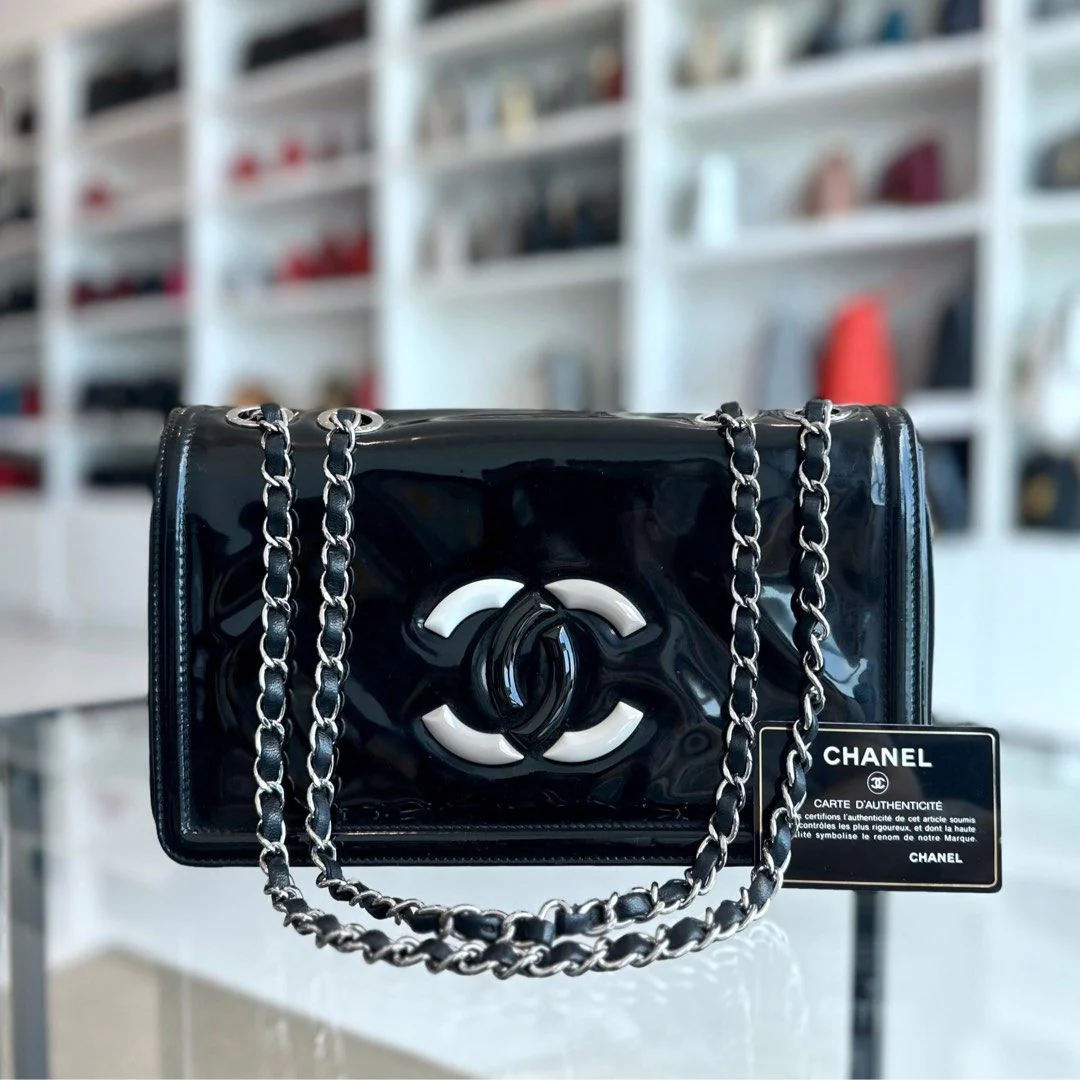 Chanel Lipstick Flap Bag Patent Vinyl Leather Black No 13 - Best Luxury Designers