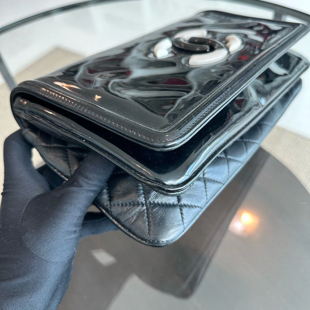 Chanel Lipstick Flap Bag Patent Vinyl Leather Black No 13 - Best Luxury Designers