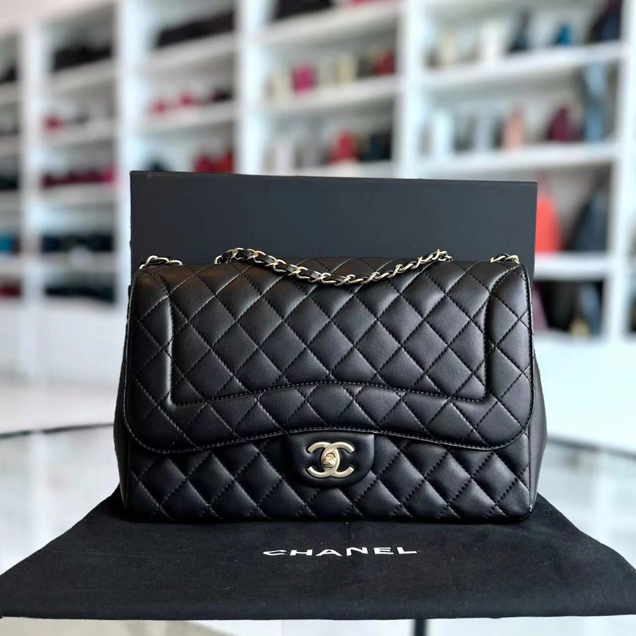 Chanel Mademoiselle Chic Seasonal Flap Jumbo 30CM Quilted Lambskin Black GHW No 21 - Best Luxury Designers