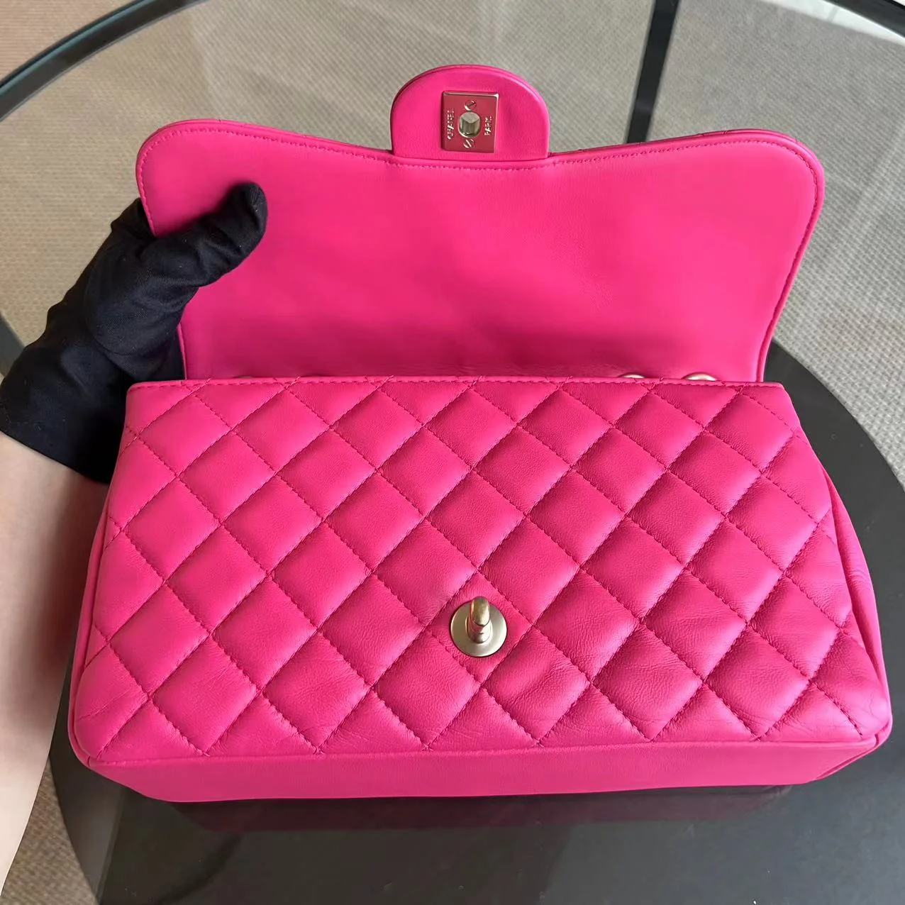 Chanel Mademoiselle Medium Chic Seasonal Flap 25CM Lambskin Hot Pink GHW No 21 - Best Luxury Designers