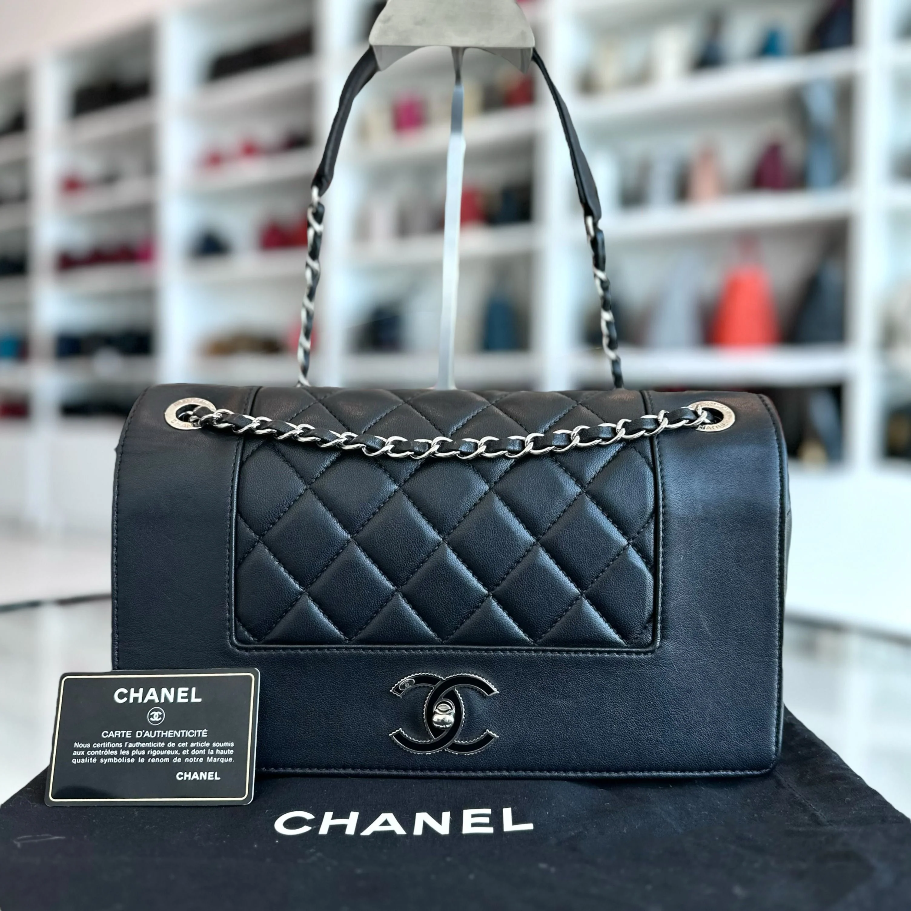 Chanel Mademoiselle Medium Seasonal Double Flap Calfskin Quilted Black SHW No 23 - Best Luxury Designers