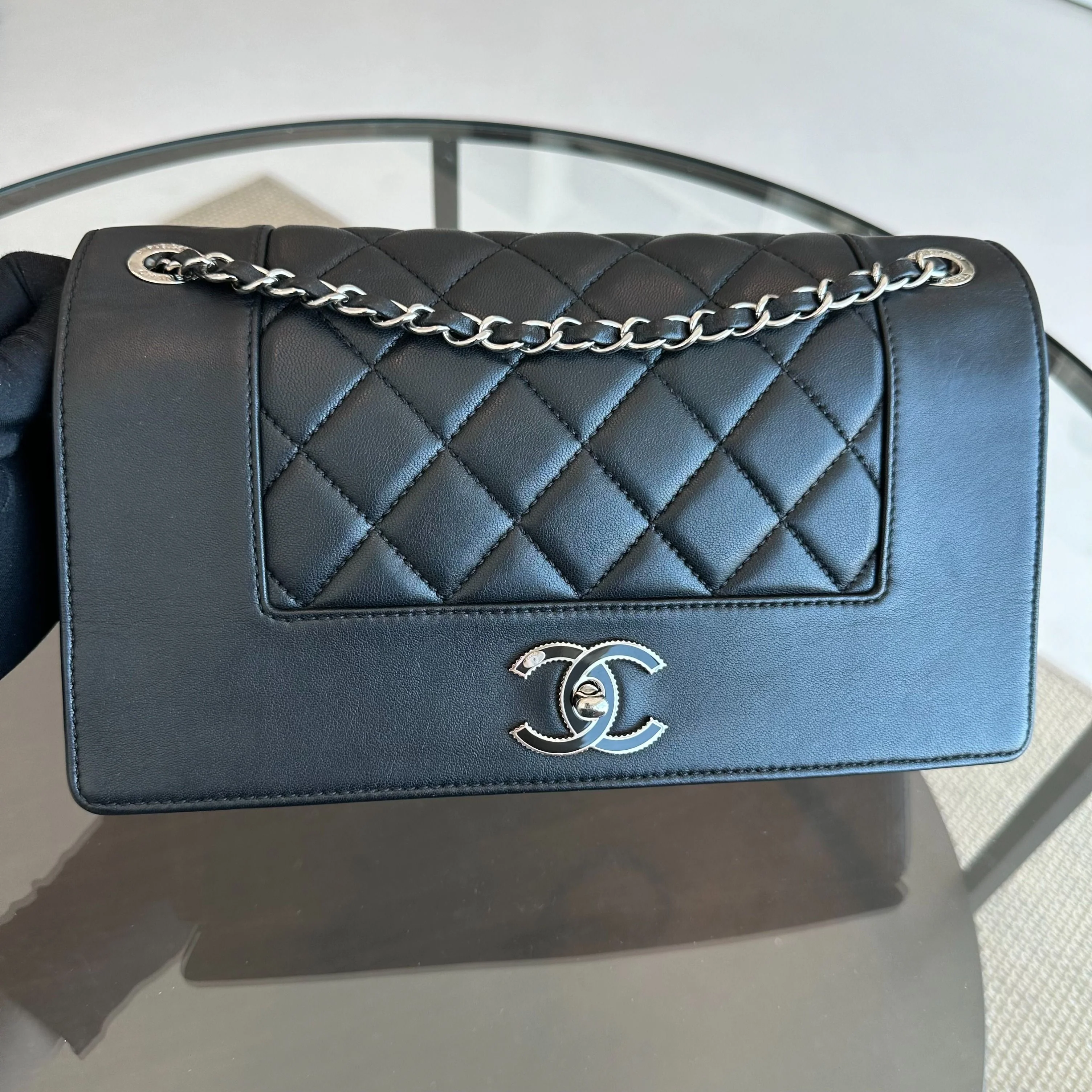 Chanel Mademoiselle Medium Seasonal Double Flap Calfskin Quilted Black SHW No 23 - Best Luxury Designers