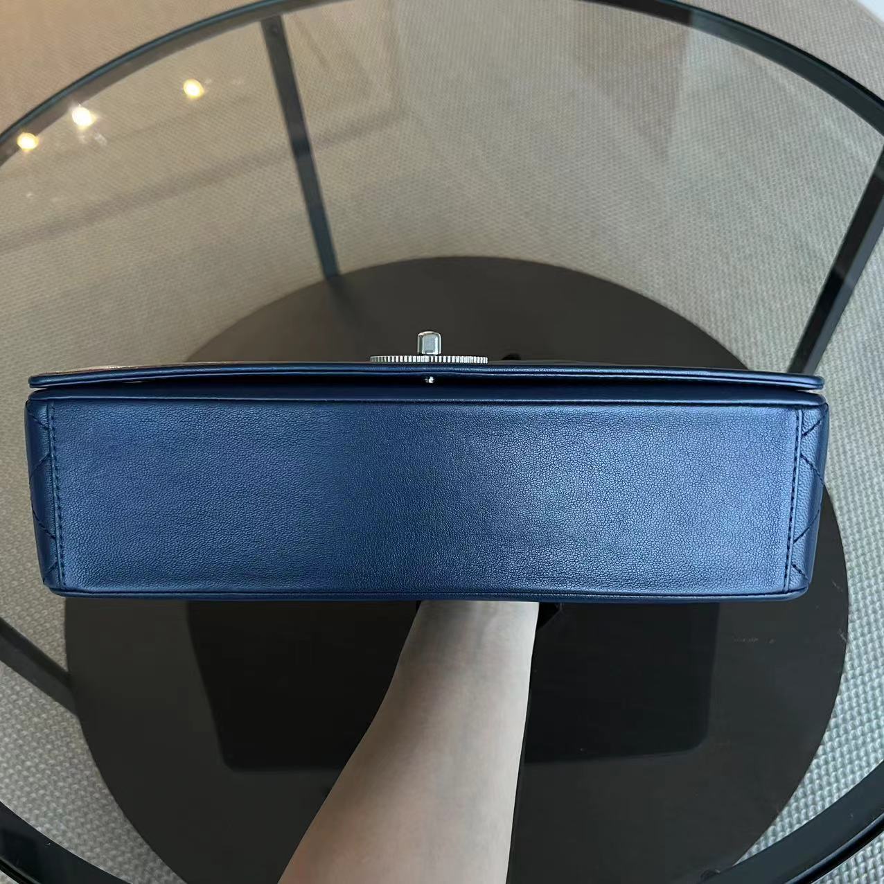 Chanel Mademoiselle Medium Seasonal Double Flap Calfskin Quilted Dark Navy Blue Series 23 - Best Luxury Designers