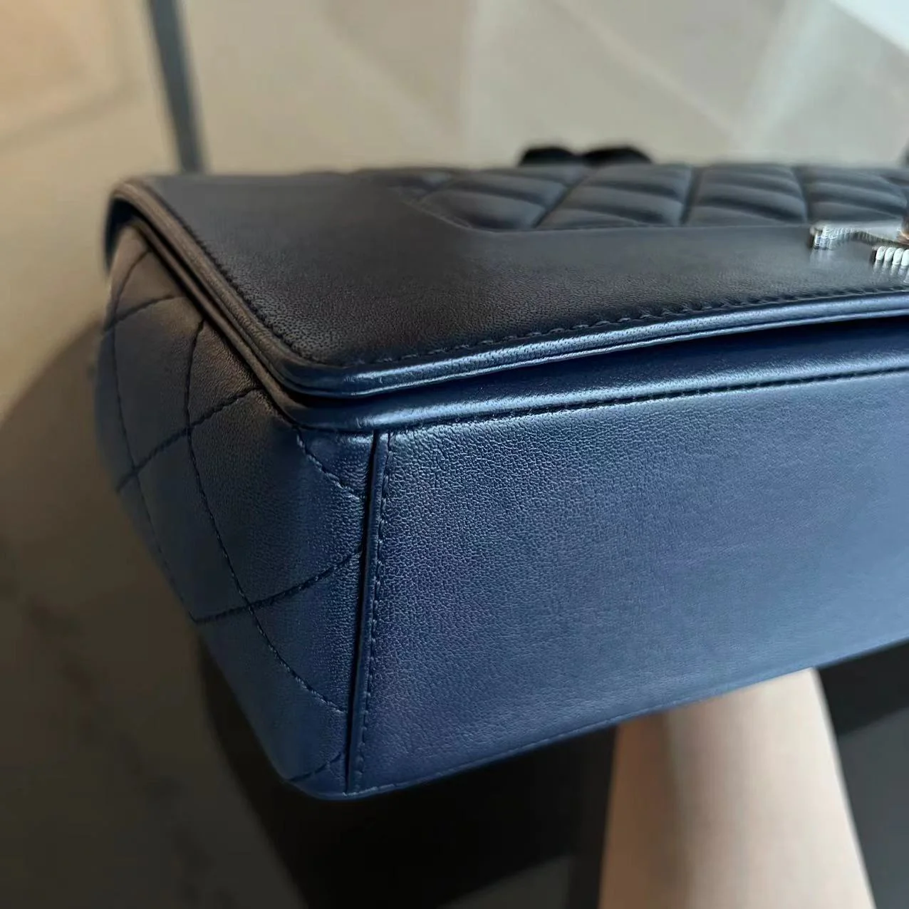 Chanel Mademoiselle Medium Seasonal Double Flap Calfskin Quilted Dark Navy Blue Series 23 - Best Luxury Designers