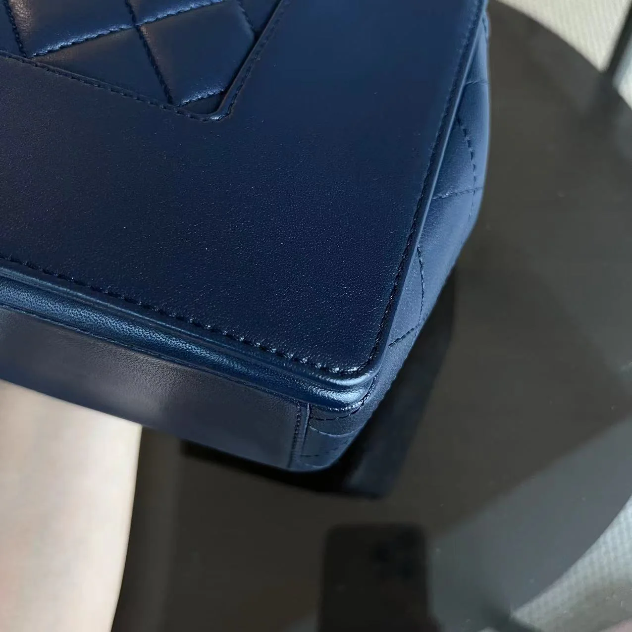 Chanel Mademoiselle Medium Seasonal Double Flap Calfskin Quilted Dark Navy Blue Series 23 - Best Luxury Designers