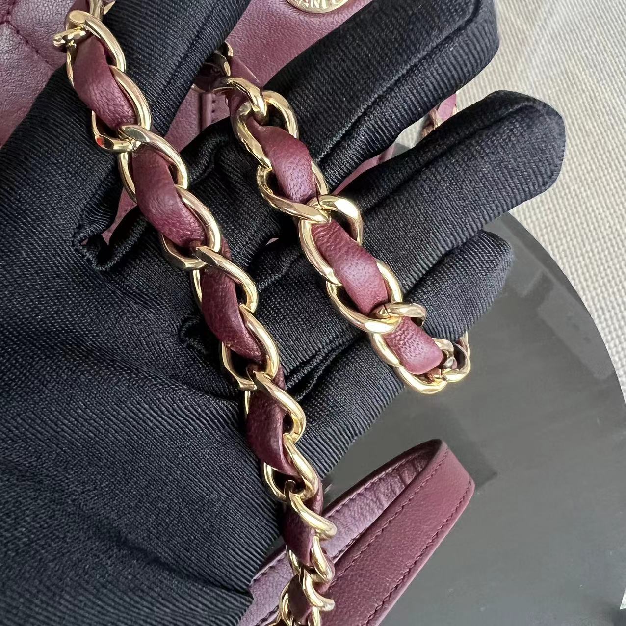 Chanel Mademoiselle Seasonal Flap Jumbo Quilted Lambskin Burgundy Golden Hardware Series 23 - Best Luxury Designers