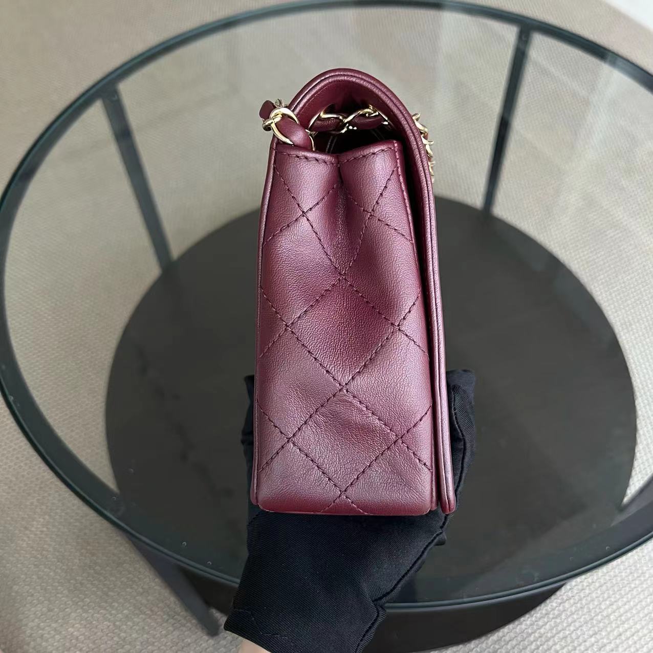 Chanel Mademoiselle Seasonal Flap Jumbo Quilted Lambskin Burgundy Golden Hardware Series 23 - Best Luxury Designers