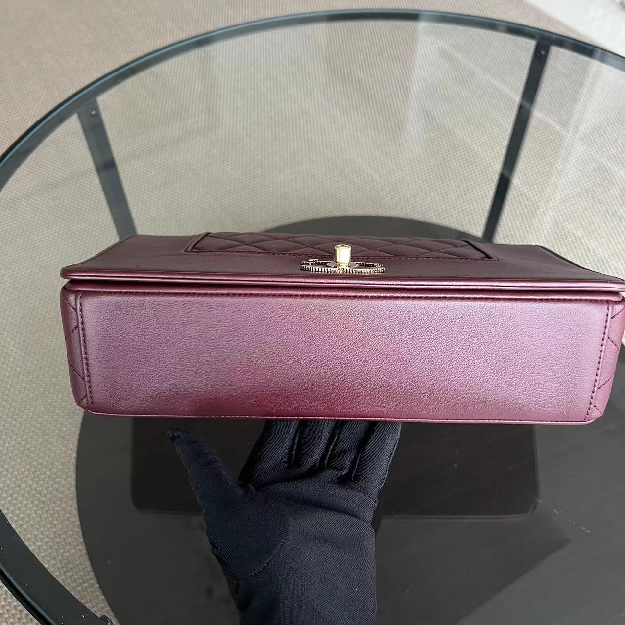 Chanel Mademoiselle Seasonal Flap Jumbo Quilted Lambskin Burgundy Golden Hardware Series 23 - Best Luxury Designers