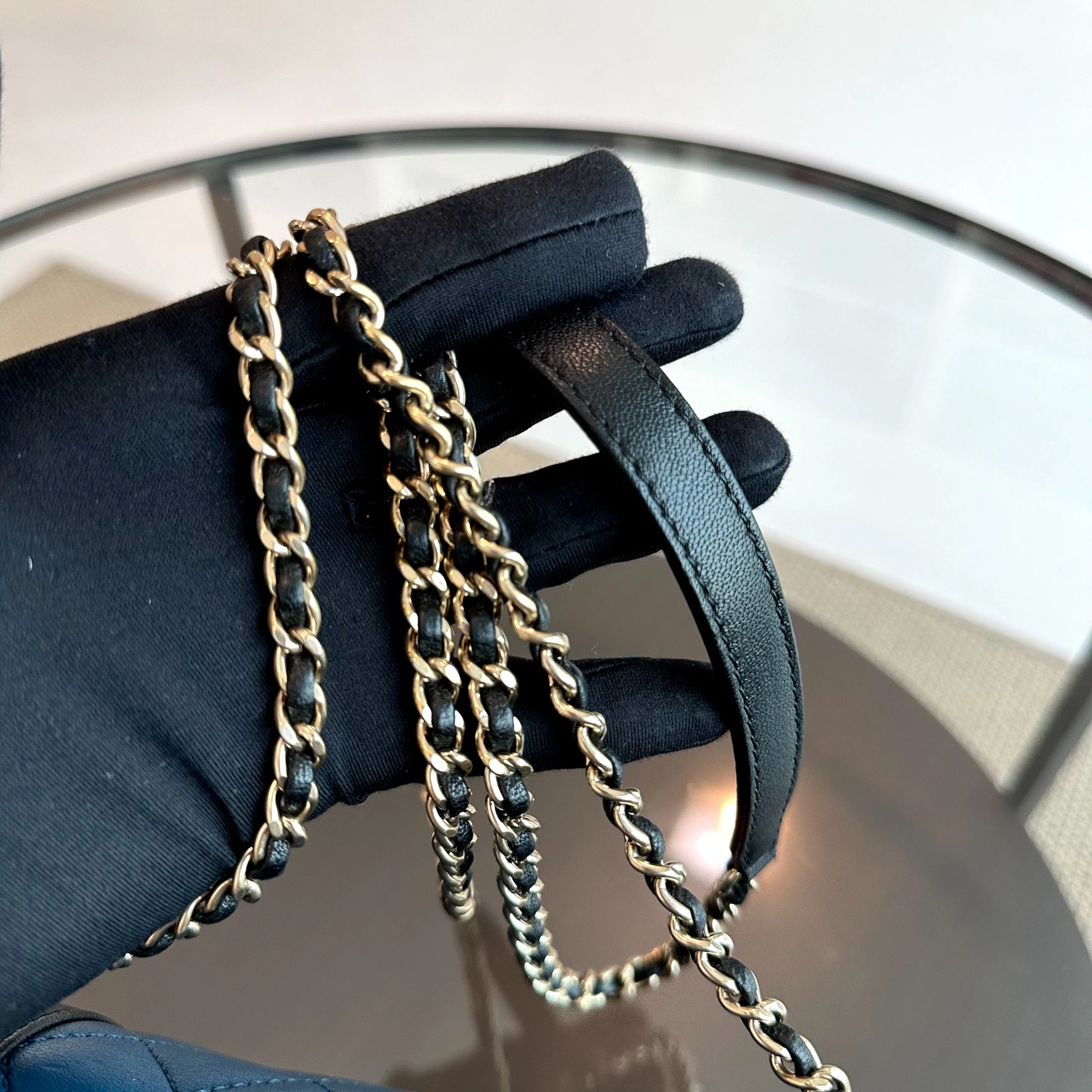 Chanel Mademoiselle Small 20cm Seasonal Double Flap Calfskin Quilted Black Blue GHW No 23 - Best Luxury Designers