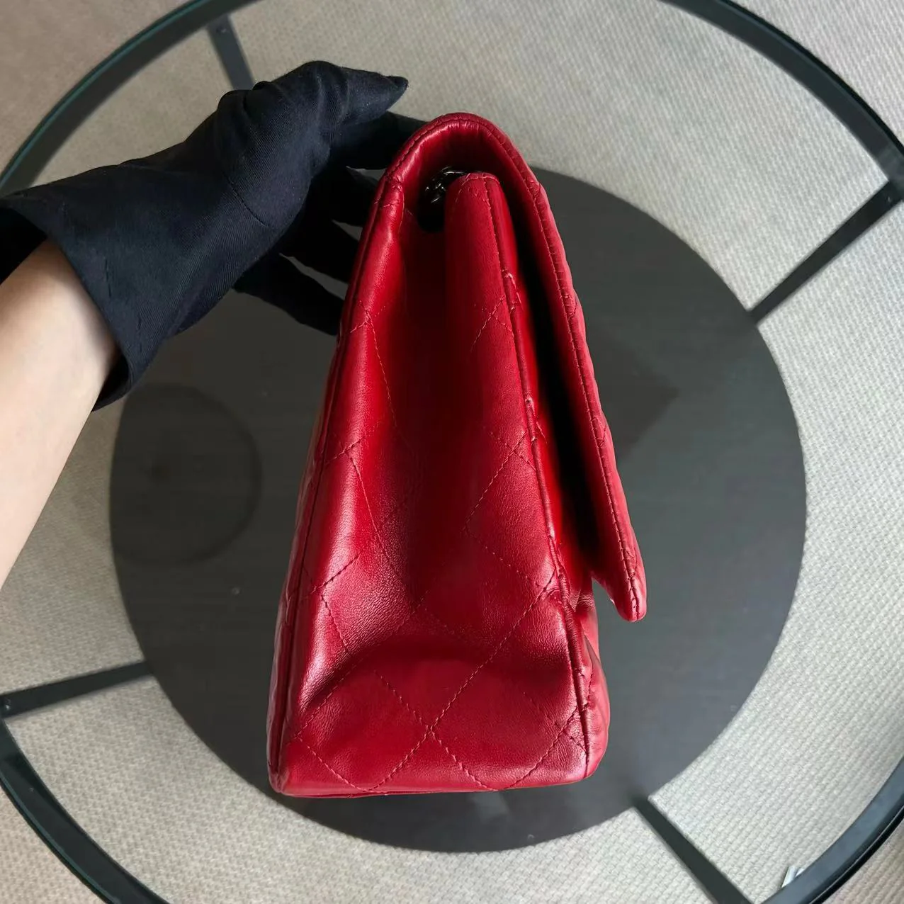 Chanel Maxi Classic Flap Quilted Lambskin Red Silver Hardware Series 13 - Best Luxury Designers