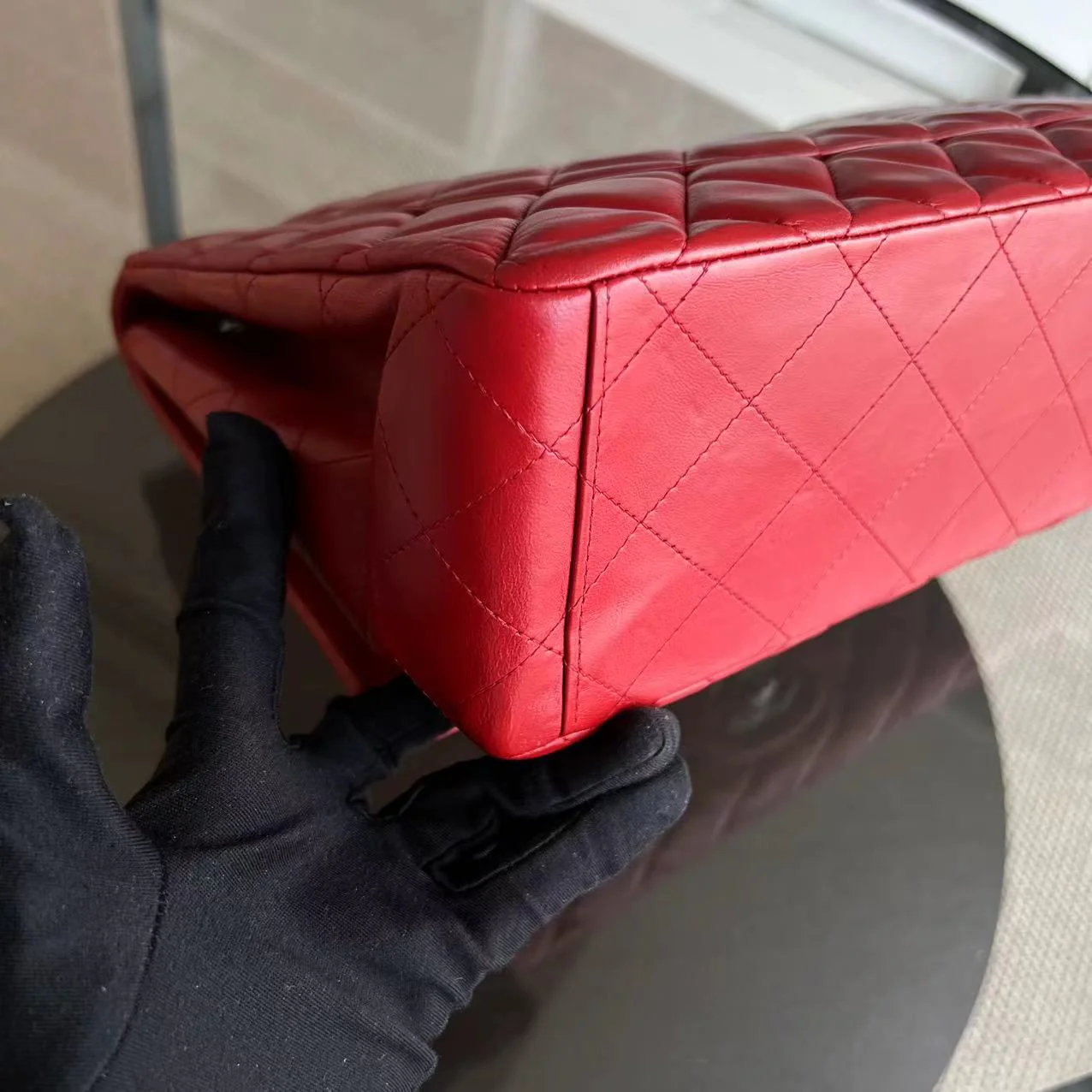 Chanel Maxi Classic Flap Quilted Lambskin Red Silver Hardware Series 13 - Best Luxury Designers