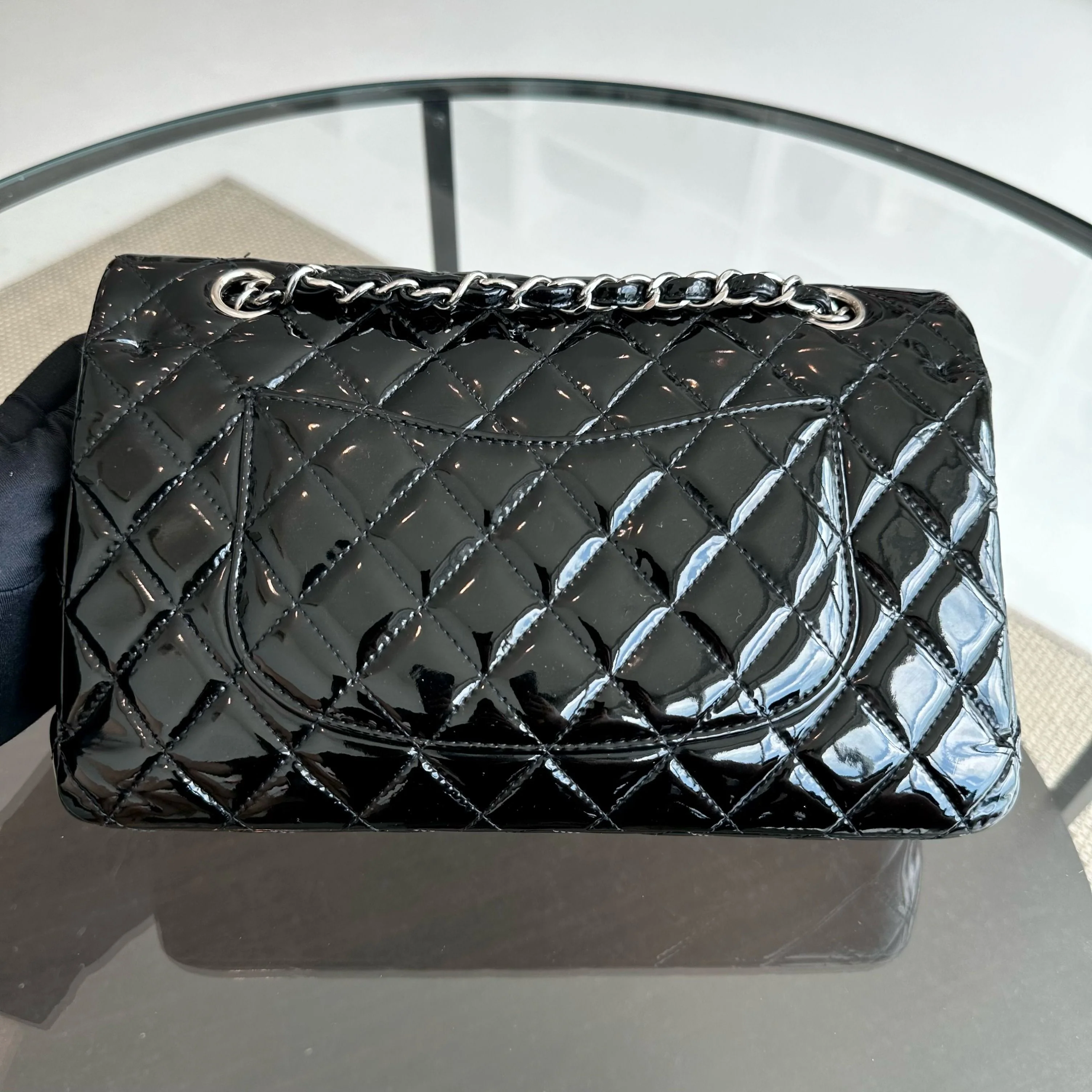 Chanel Medium Classic Flap Patent Leather Quilted Black SHW No 18 - Best Luxury Designers