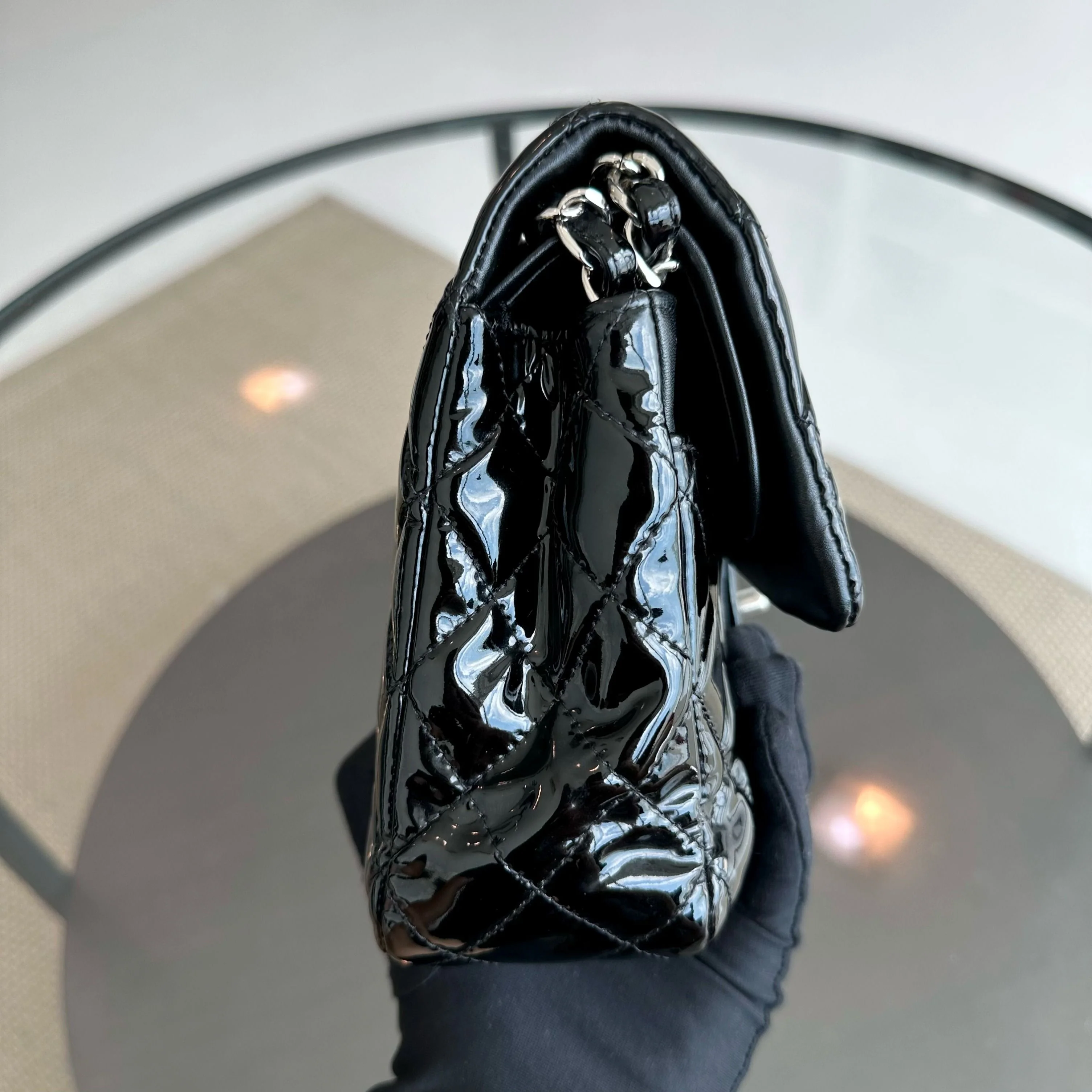 Chanel Medium Classic Flap Patent Leather Quilted Black SHW No 18 - Best Luxury Designers