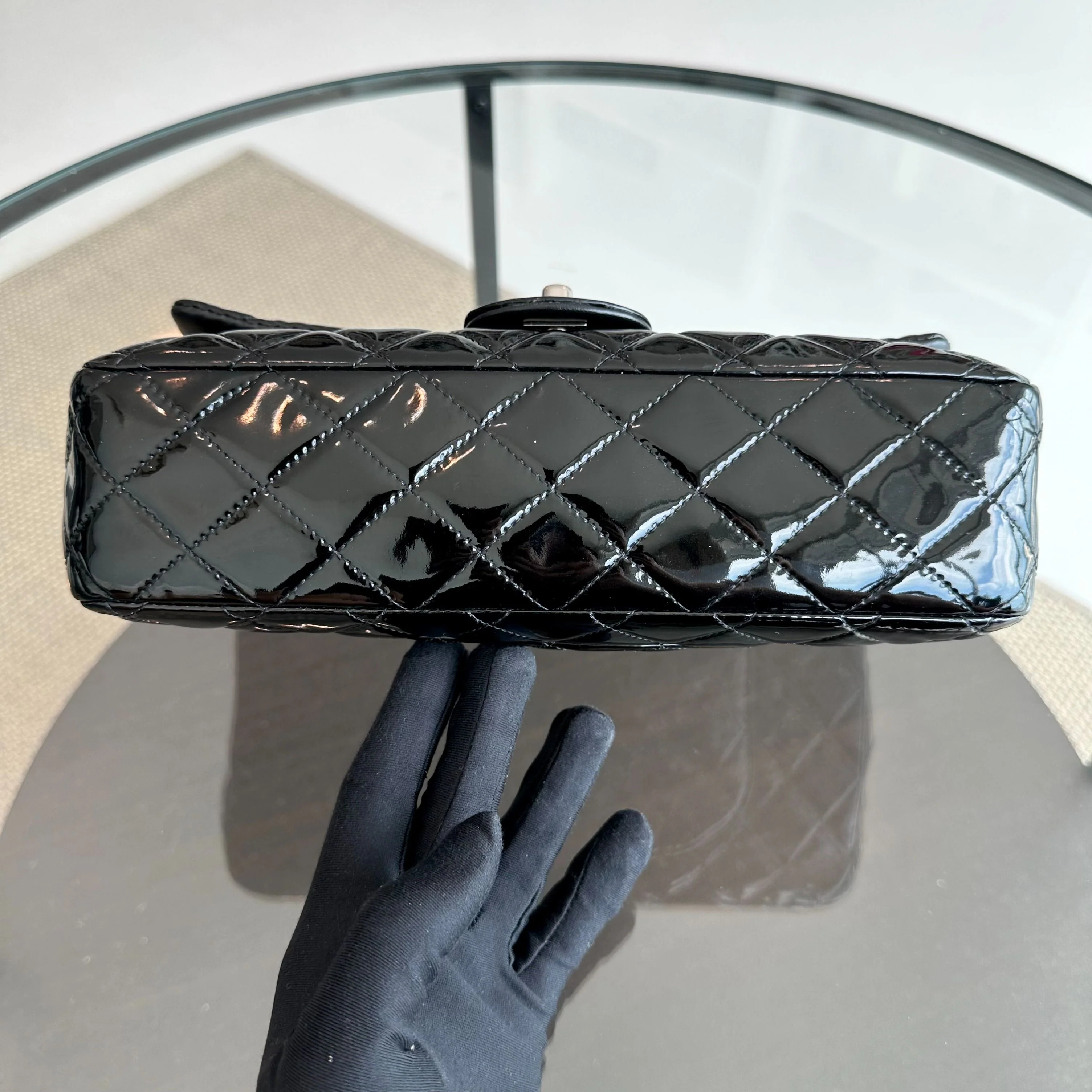 Chanel Medium Classic Flap Patent Leather Quilted Black SHW No 18 - Best Luxury Designers