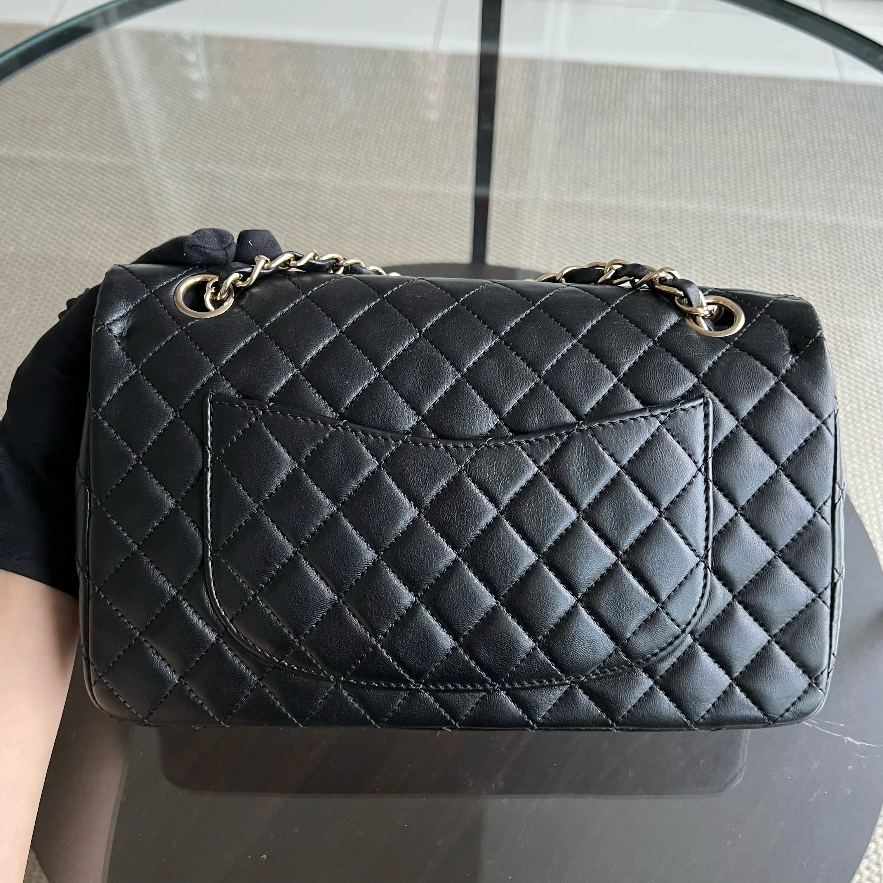 Chanel Medium Classic Flap Valentine Seasonal Flap Quilted Lambskin Black Golden Hardware Series 13 - Best Luxury Designers