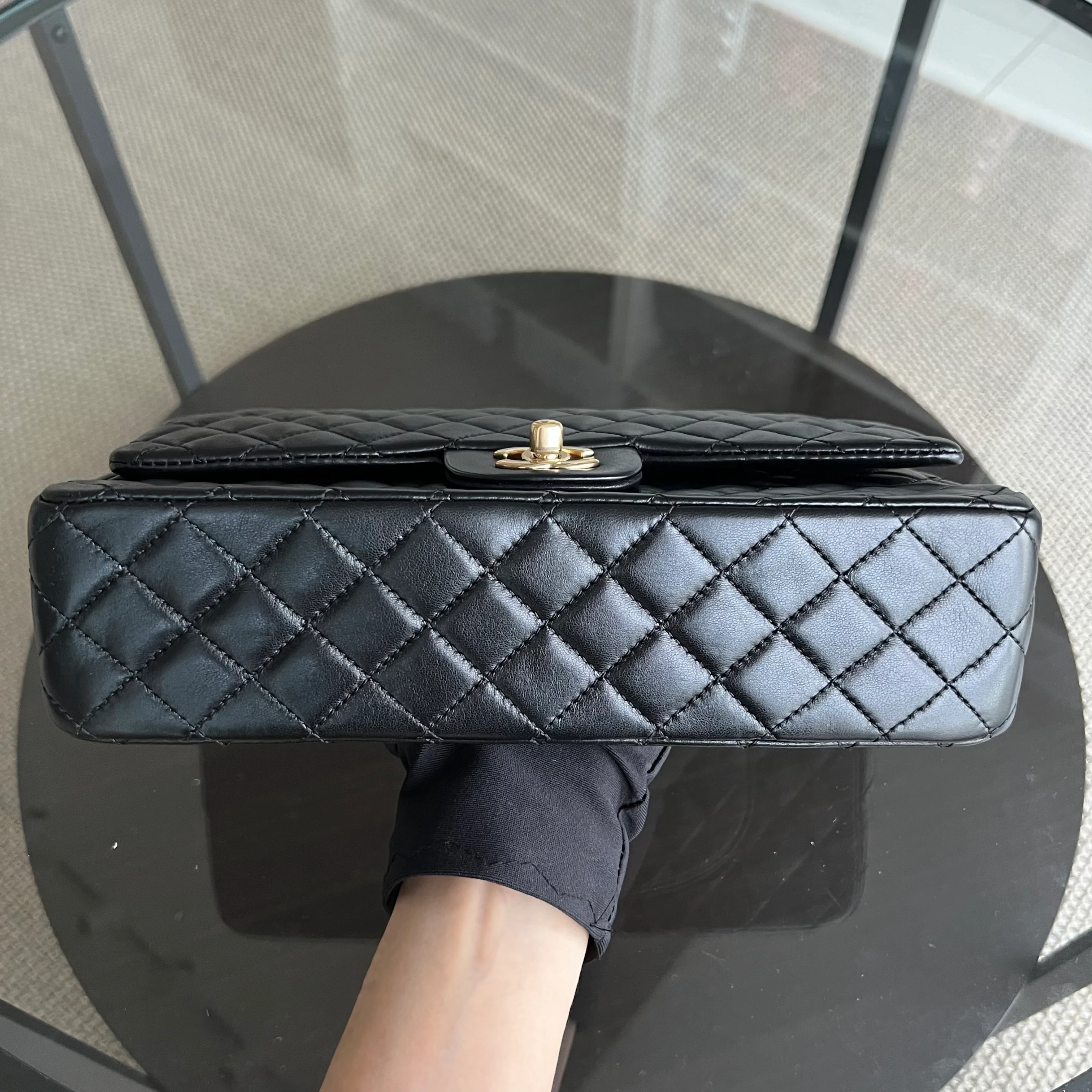 Chanel Medium Classic Flap Valentine Seasonal Flap Quilted Lambskin Black Golden Hardware Series 13 - Best Luxury Designers
