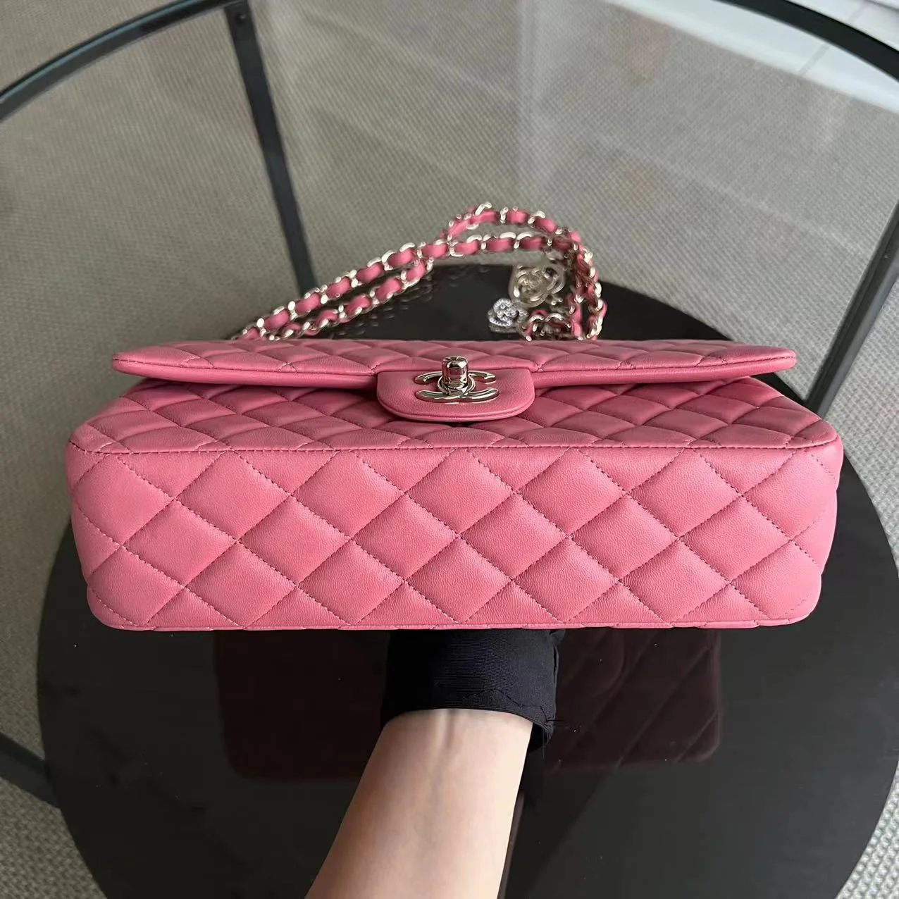 Chanel Medium Classic Flap Valentine Seasonal Flap Quilted Lambskin Sakura Pink Golden Hardware Series 19 - Best Luxury Designers