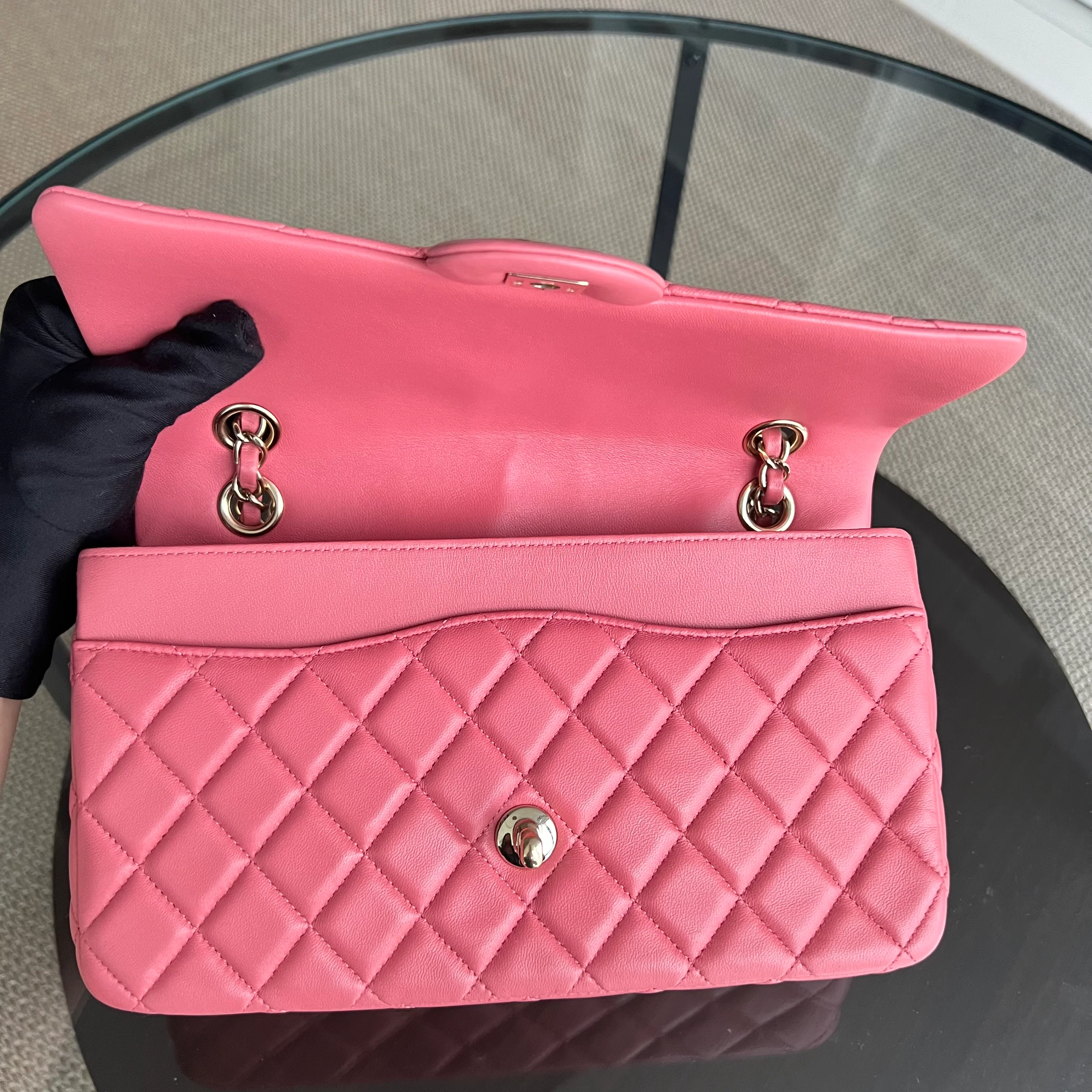 Chanel Medium Classic Flap Valentine Seasonal Quilted Lambskin Pink Series 19 - Best Luxury Designers