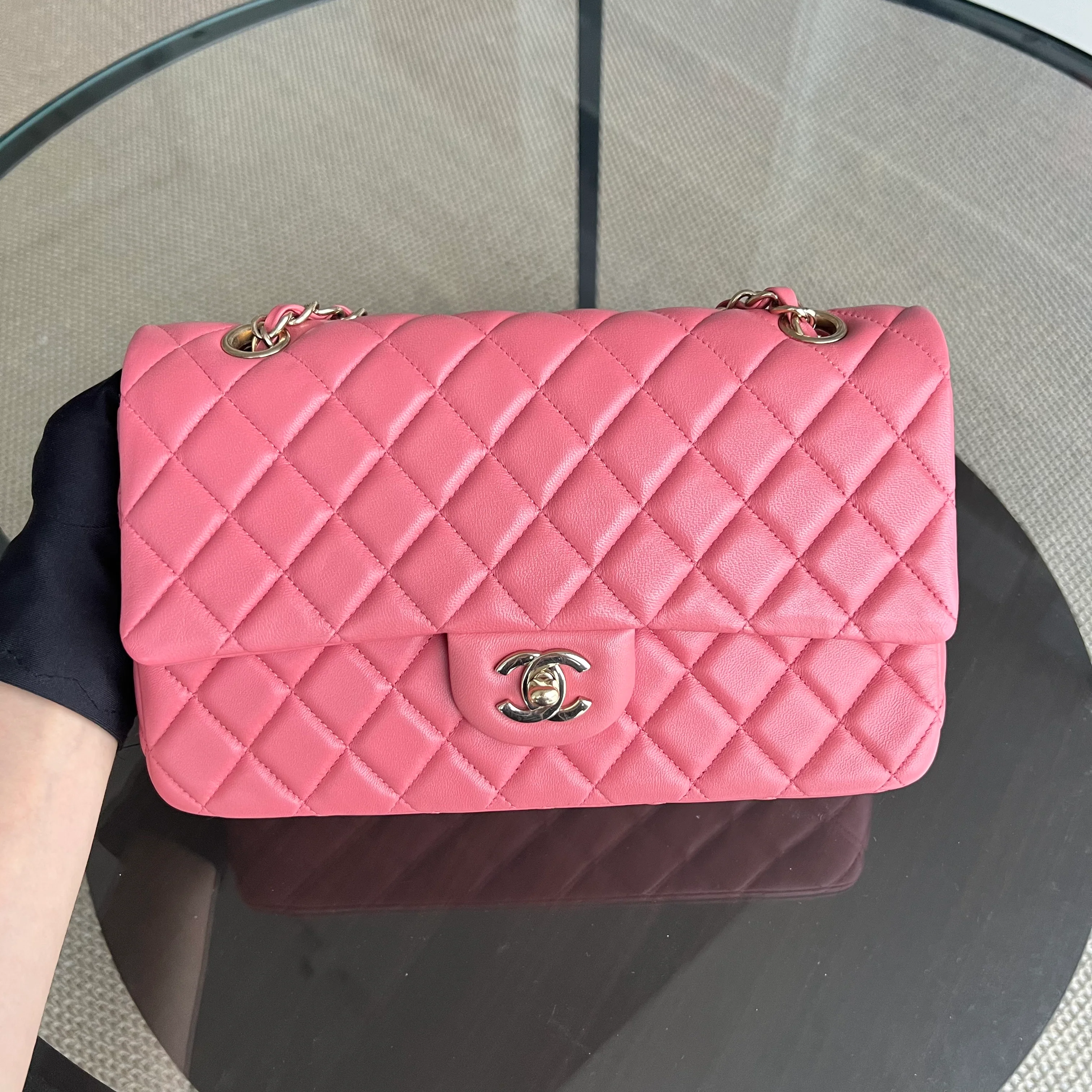 Chanel Medium Classic Flap Valentine Seasonal Quilted Lambskin Pink Series 19 - Best Luxury Designers