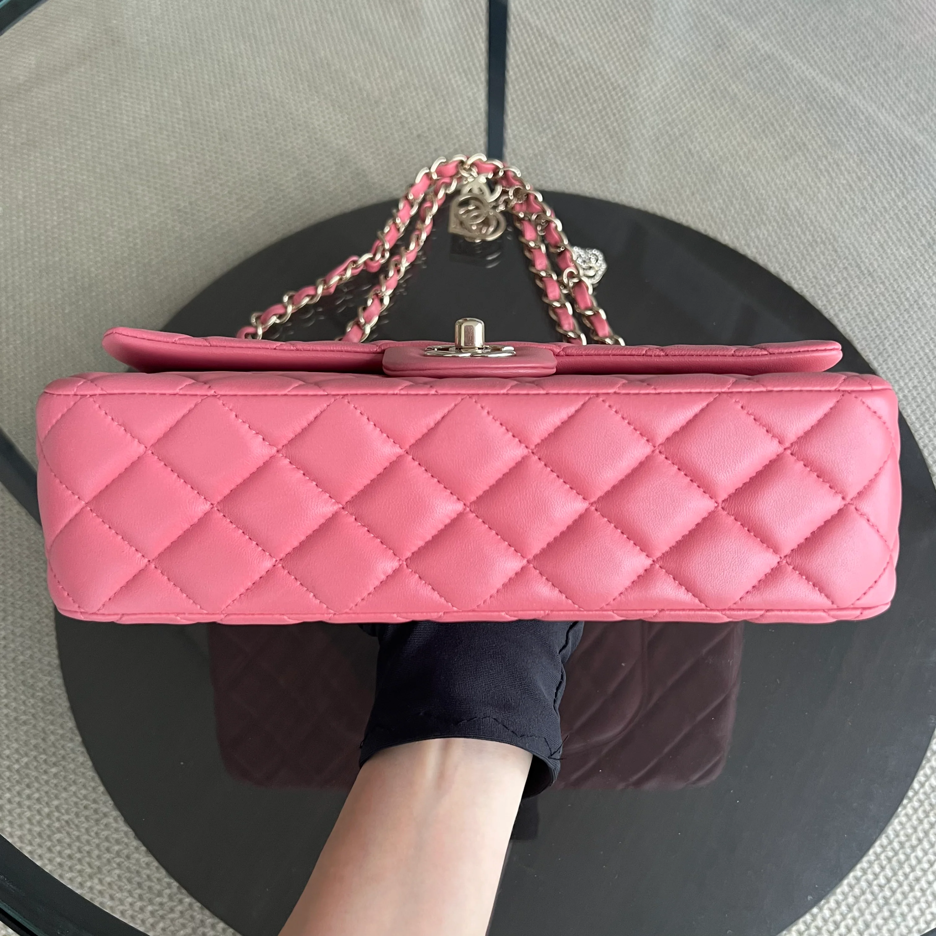 Chanel Medium Classic Flap Valentine Seasonal Quilted Lambskin Pink Series 19 - Best Luxury Designers