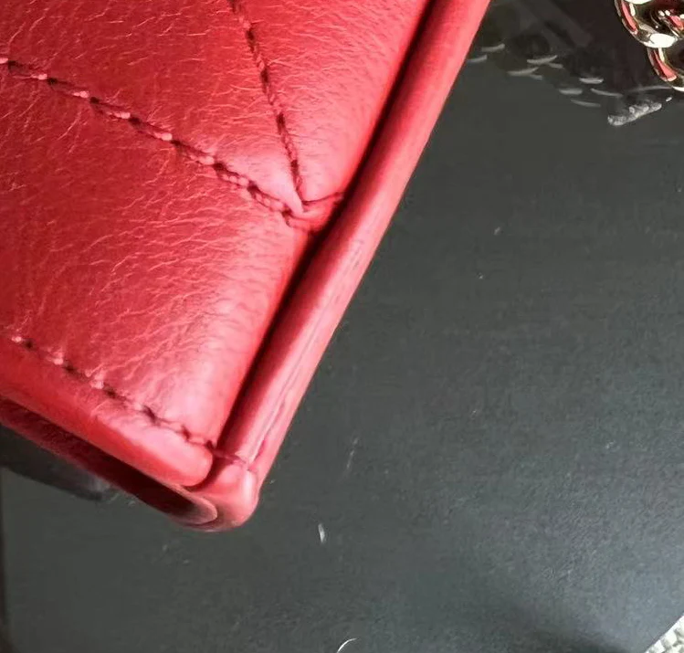 Chanel Medium Label Click Flap Quilted Grained Calfskin Red Golden Hardware Series 24 - Best Luxury Designers