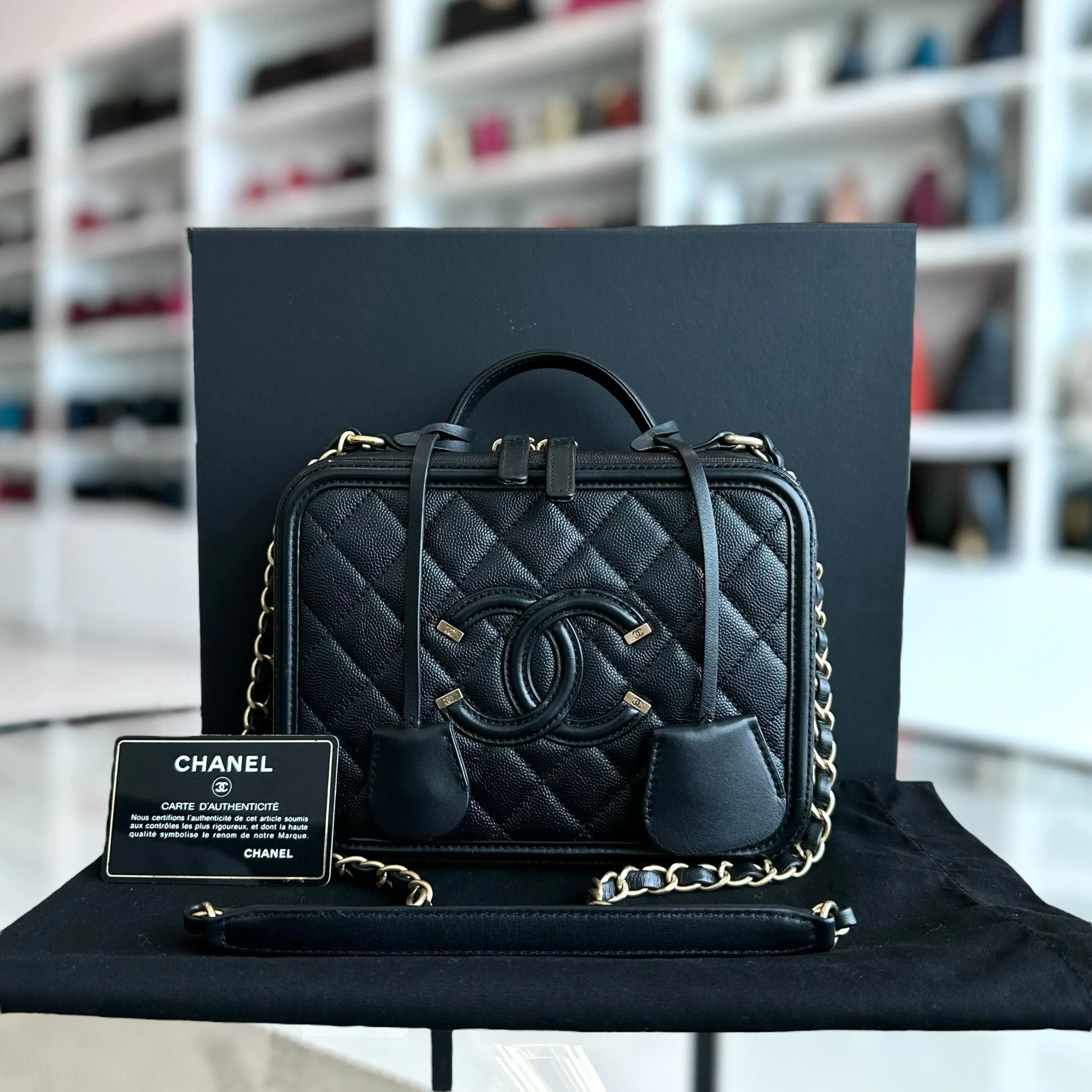Chanel Medium Vanity Case Caviar Black Black GHW No 26 - Best Luxury Designers
