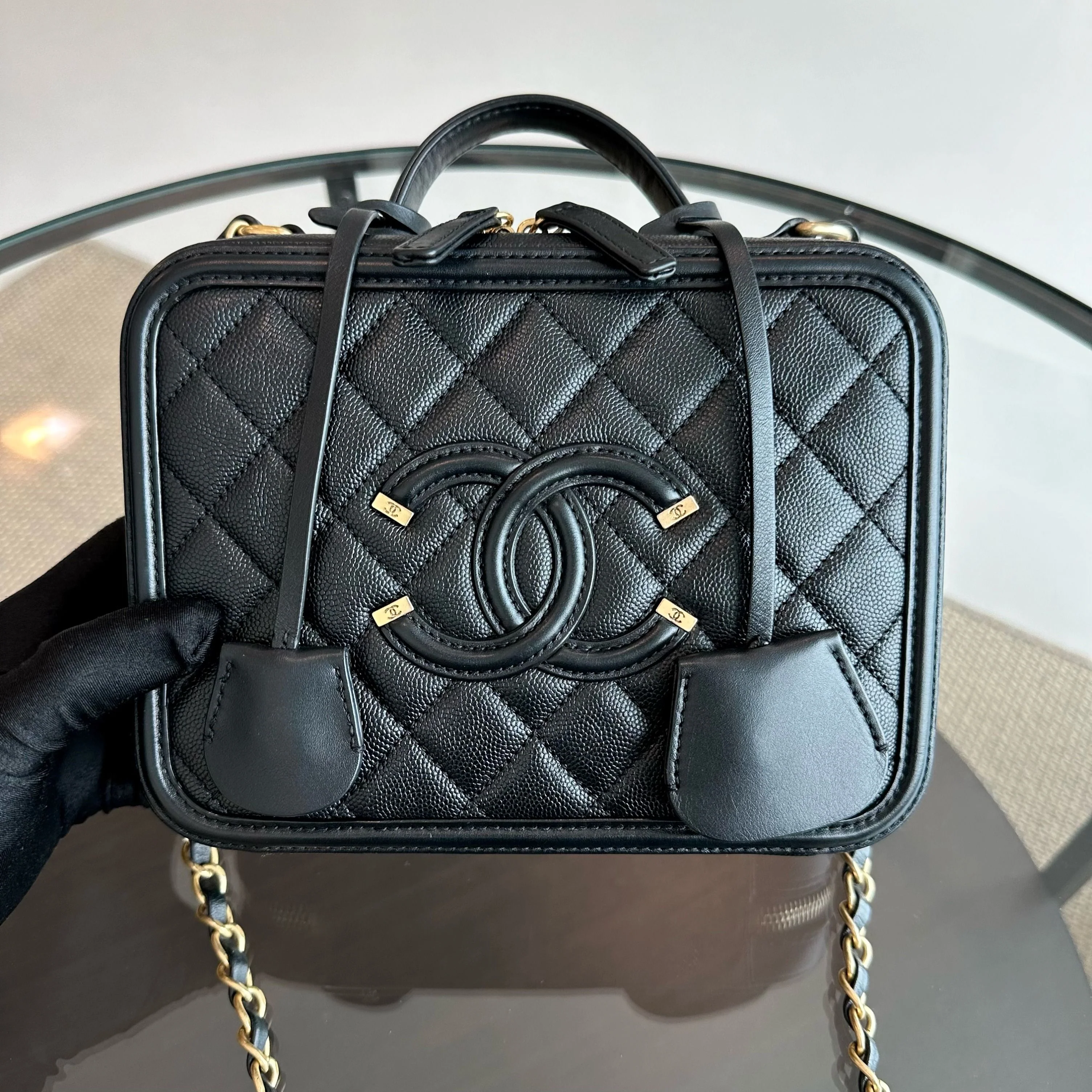 Chanel Medium Vanity Case Caviar Black Black GHW No 26 - Best Luxury Designers