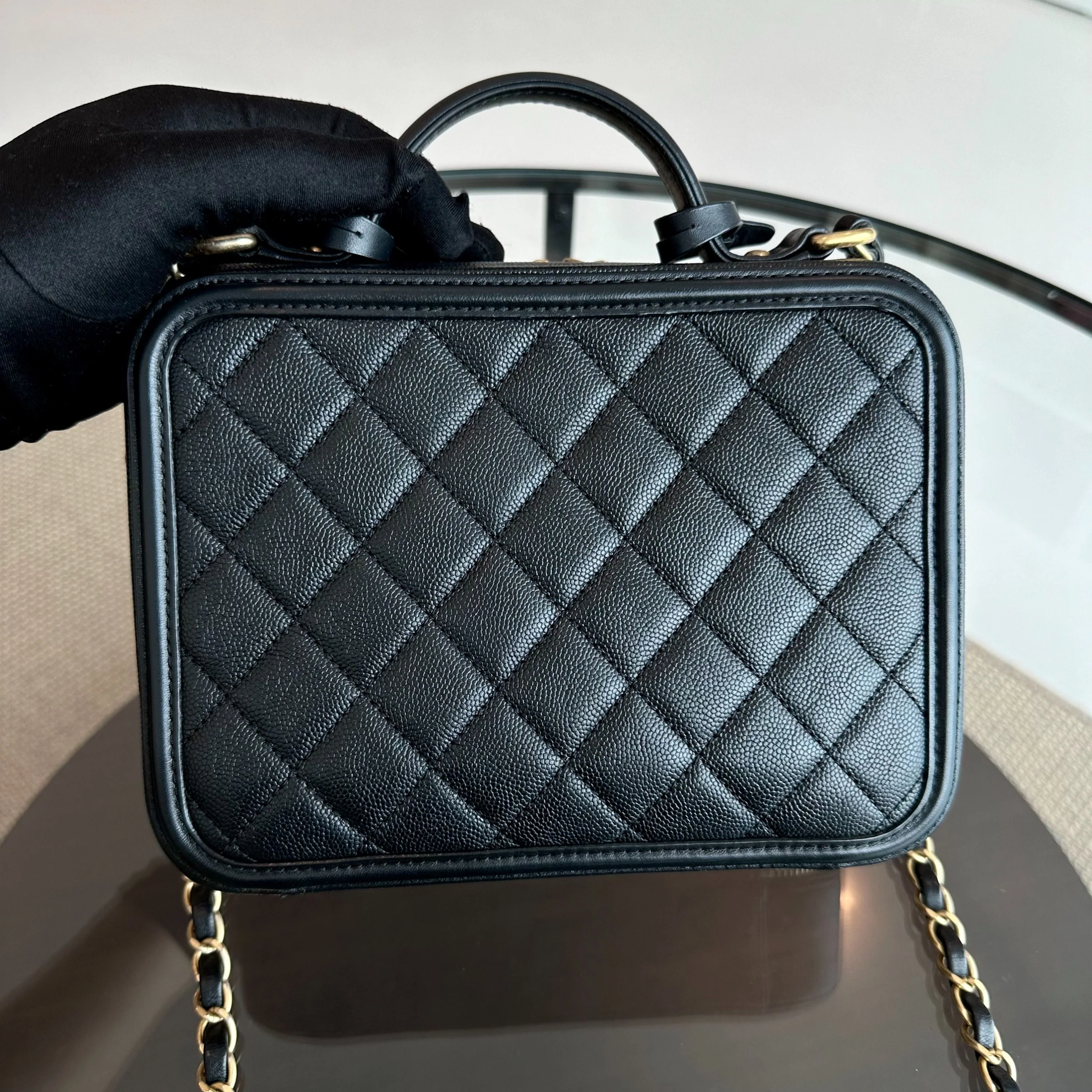 Chanel Medium Vanity Case Caviar Black Black GHW No 26 - Best Luxury Designers