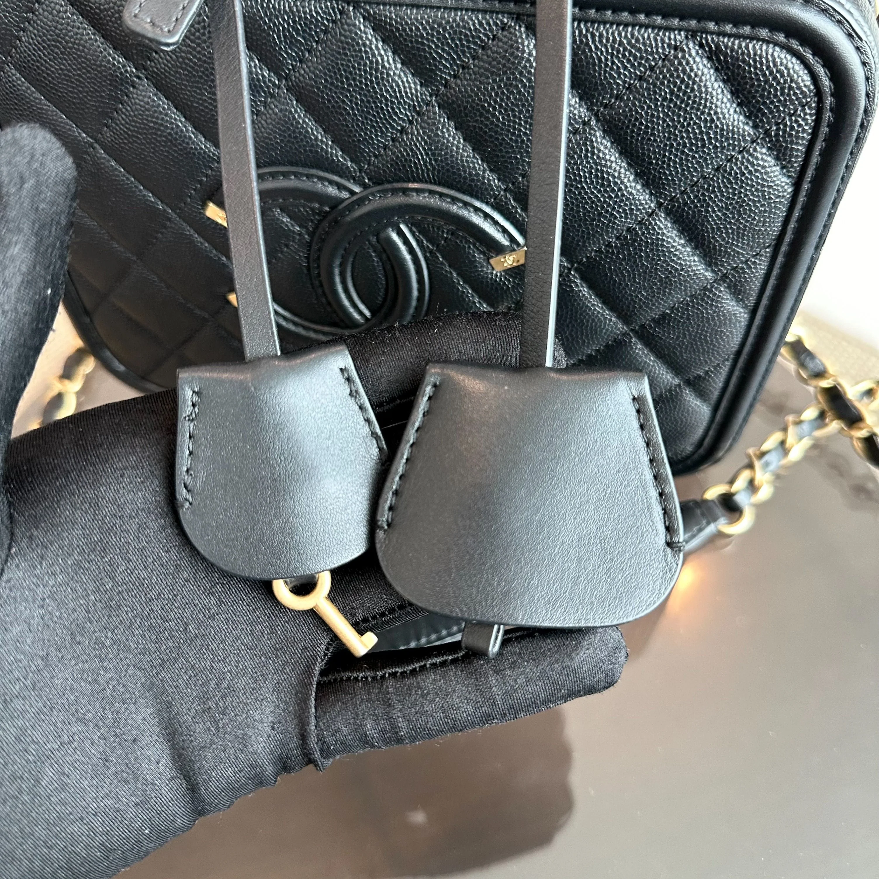 Chanel Medium Vanity Case Caviar Black Black GHW No 26 - Best Luxury Designers