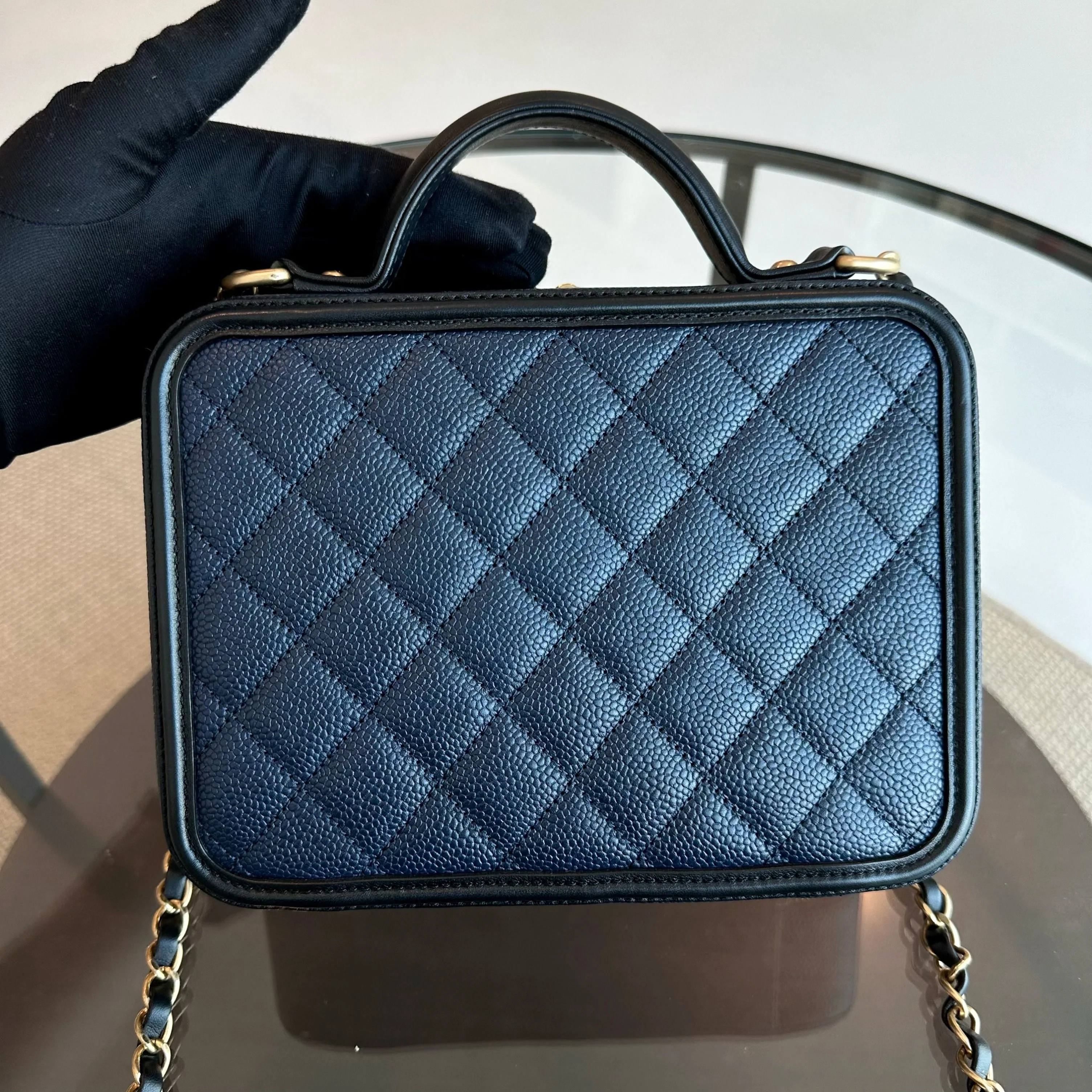 Chanel Medium Vanity Case Caviar Dark Blue GHW No 24 - Best Luxury Designers