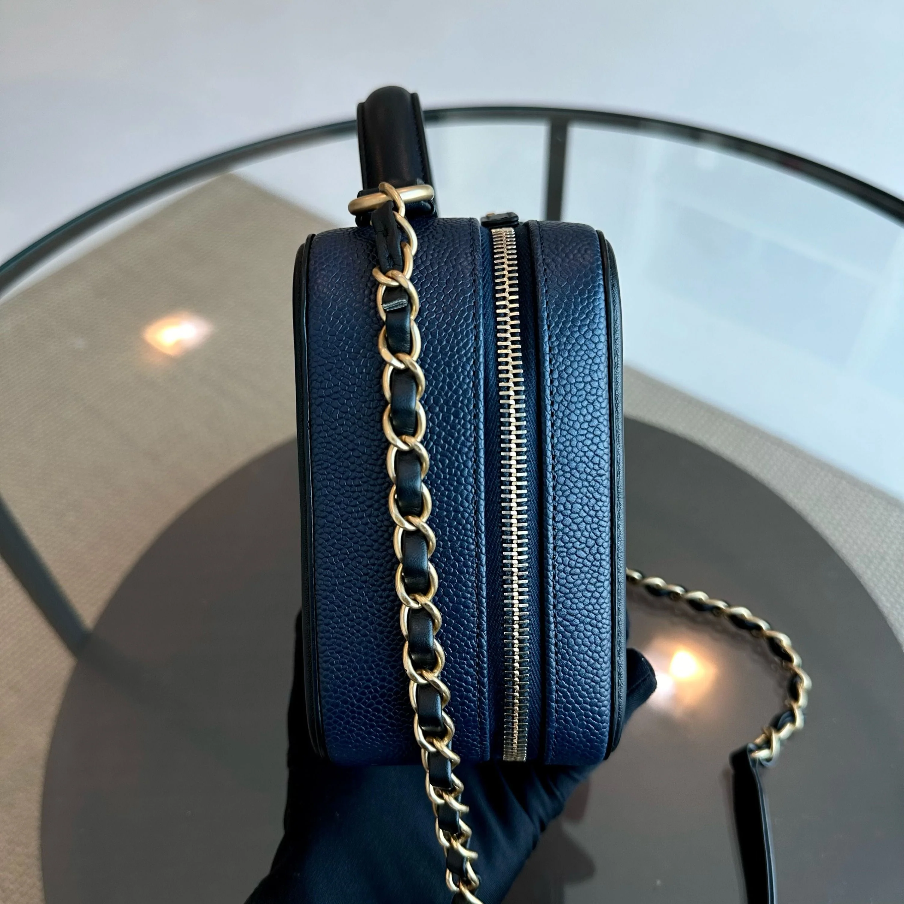 Chanel Medium Vanity Case Caviar Dark Blue GHW No 24 - Best Luxury Designers