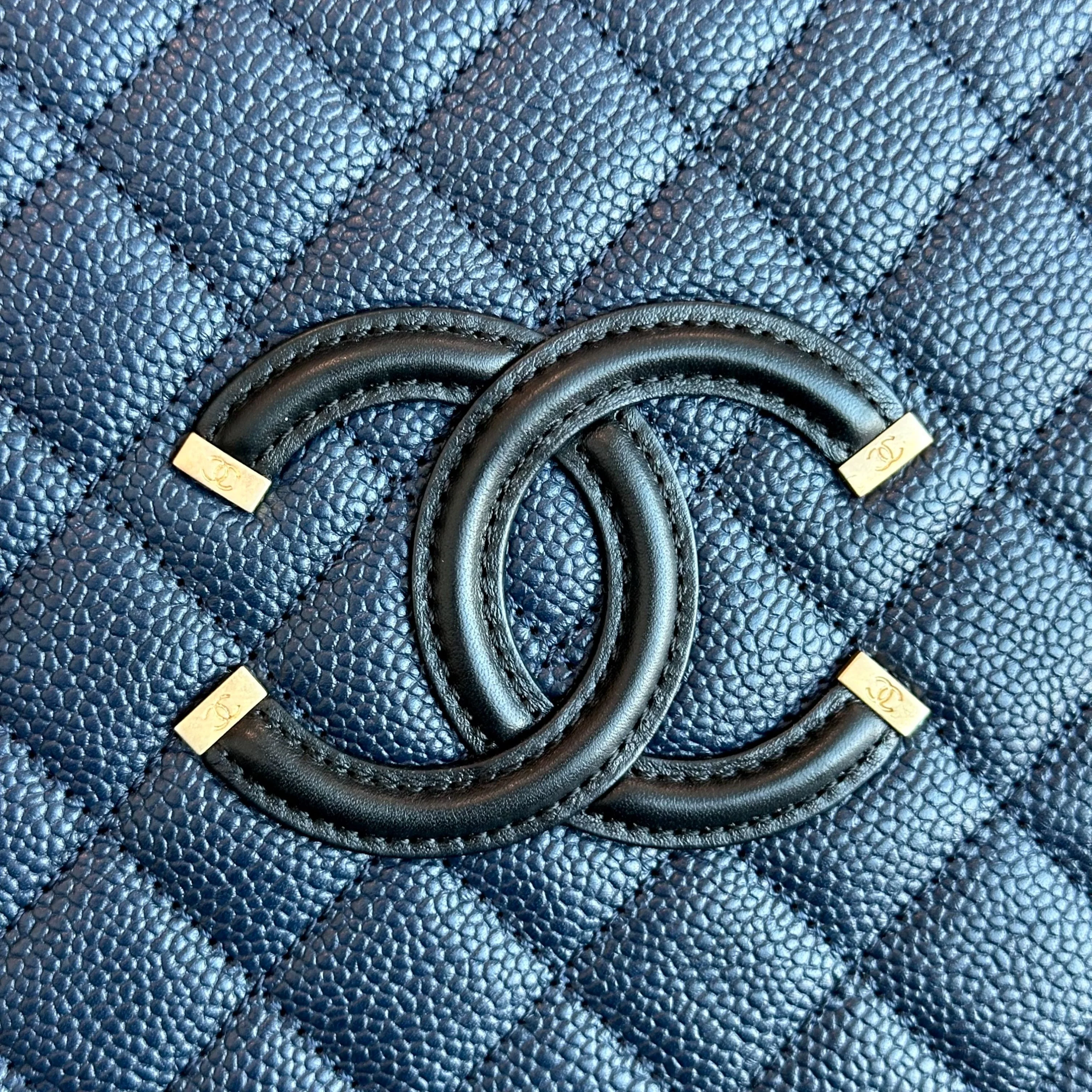 Chanel Medium Vanity Case Caviar Dark Blue GHW No 24 - Best Luxury Designers