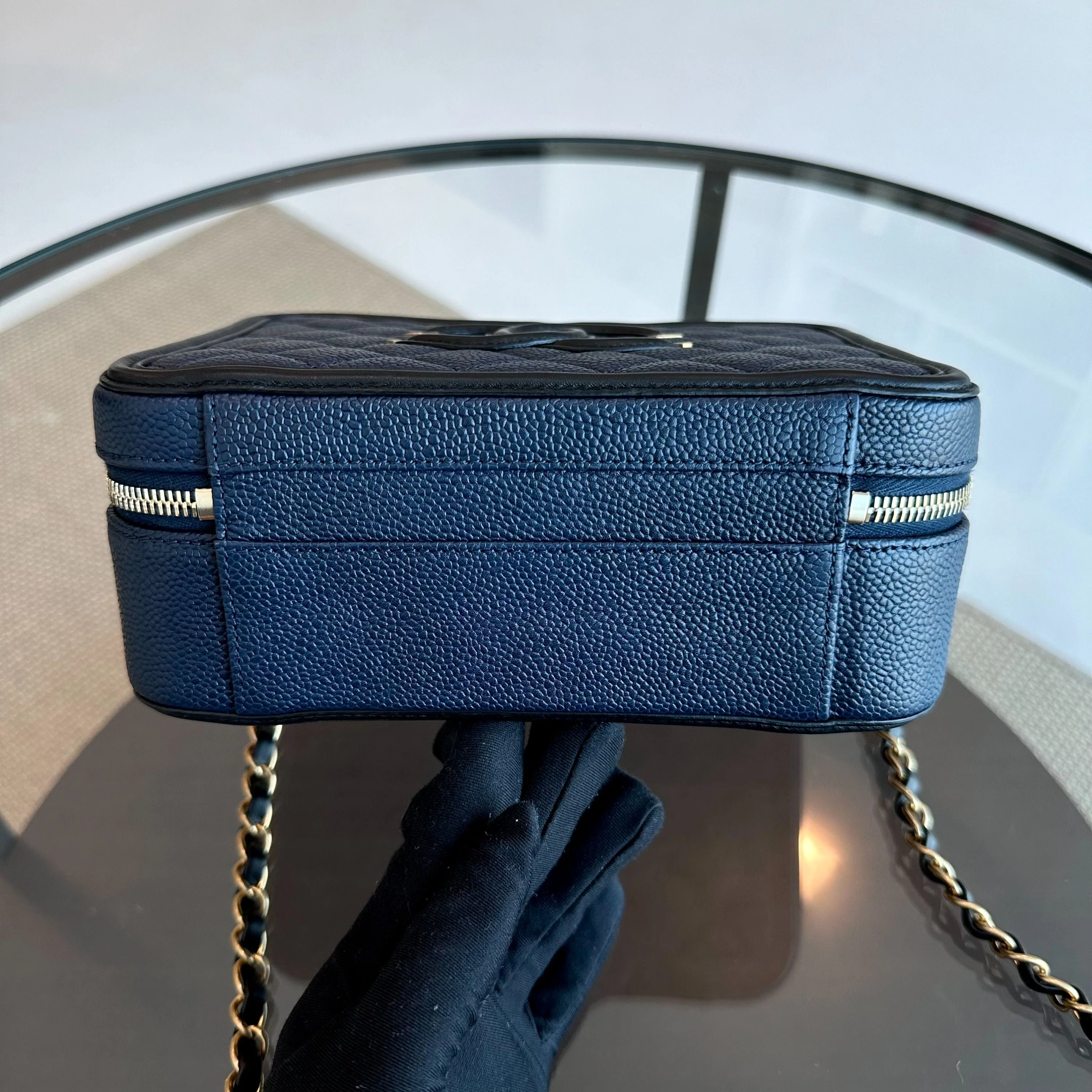 Chanel Medium Vanity Case Caviar Dark Blue GHW No 24 - Best Luxury Designers